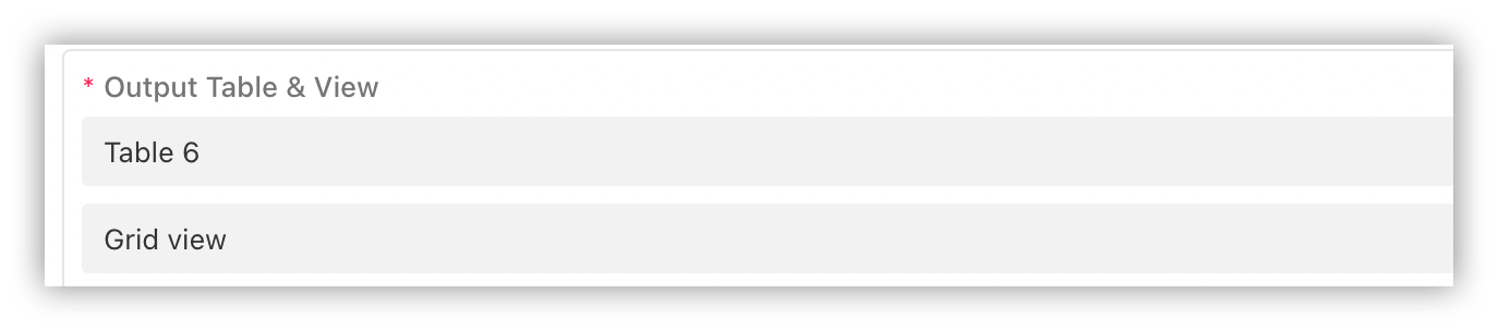 Select an output table