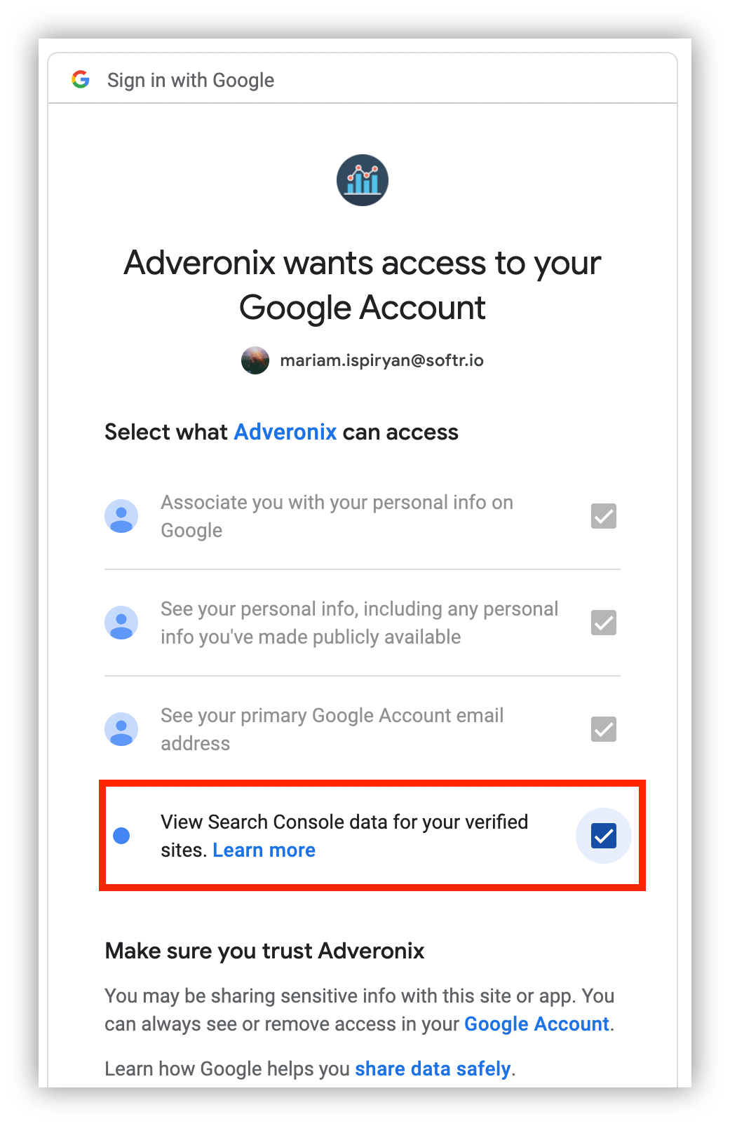 View Search Console data for your verified sites