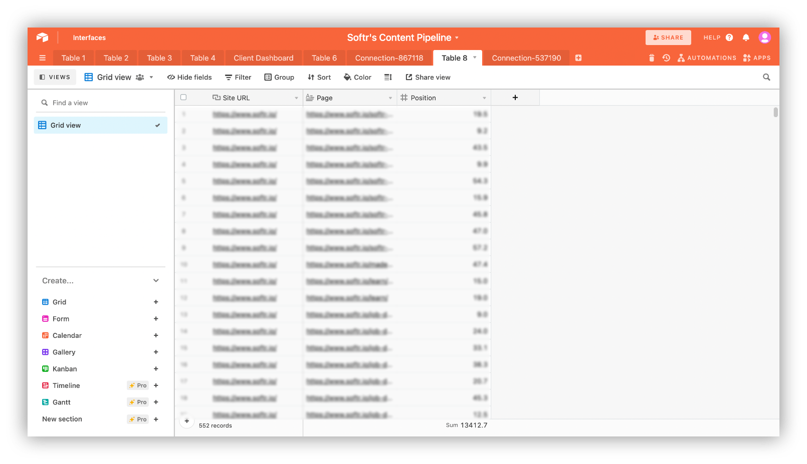 Imported Google Search Console data