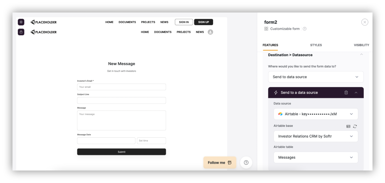 Edit the form to create new messages