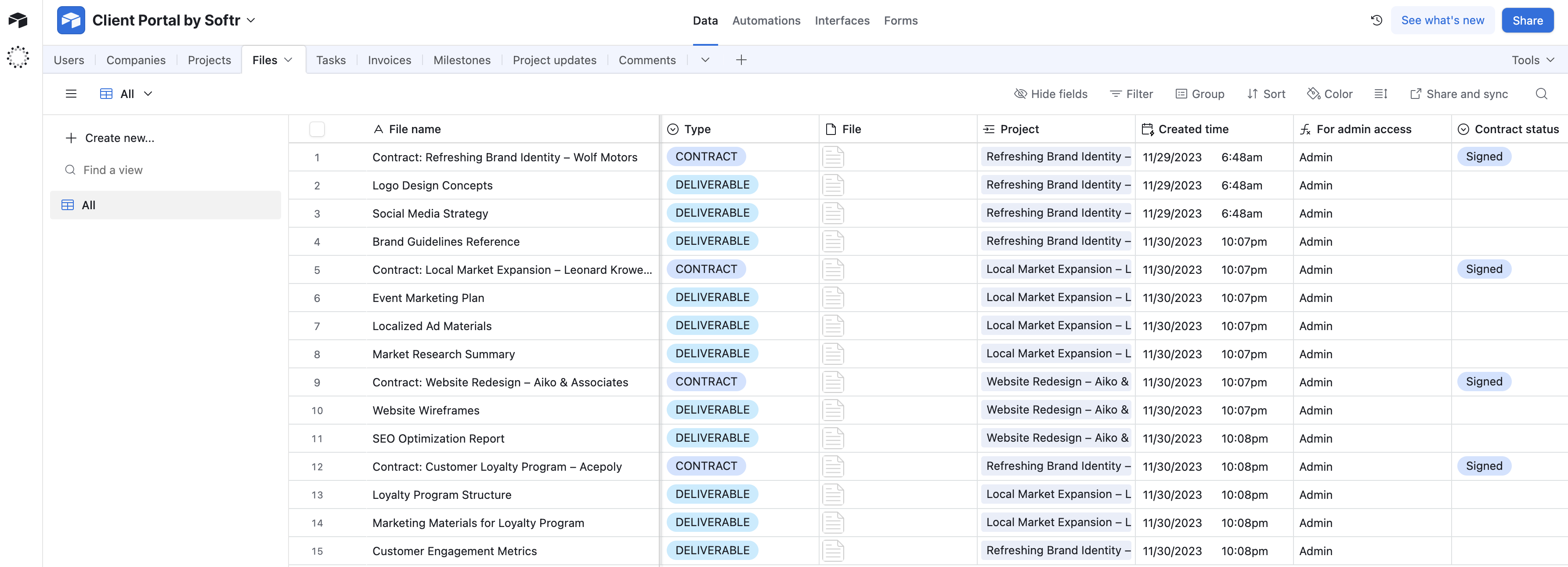 An Airtable database. 