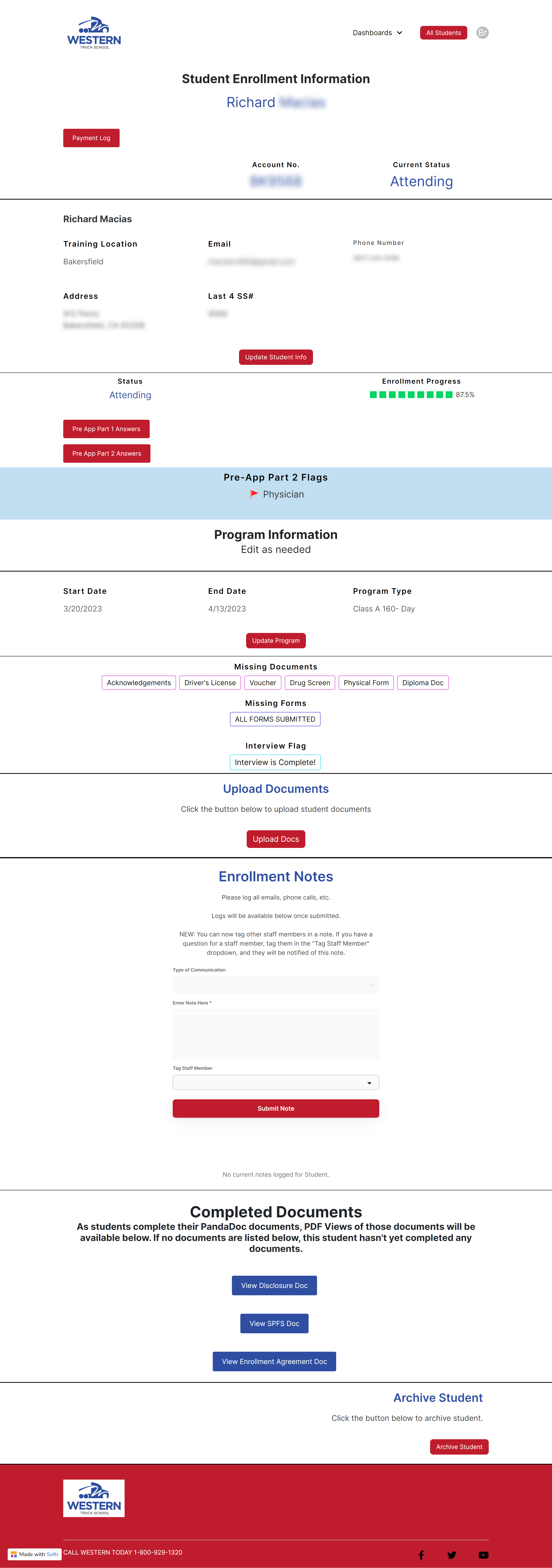 Western Truck School Enrollment System feature image