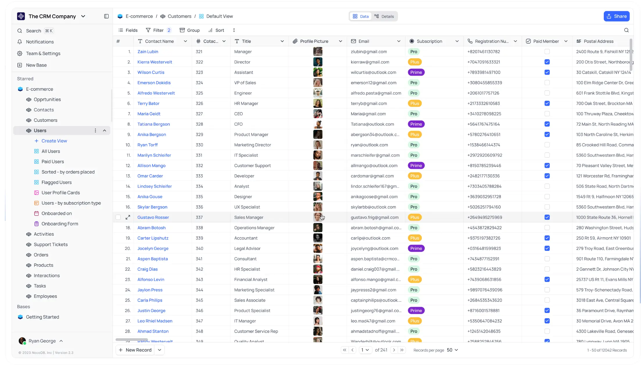 NocoDB databases interface. 