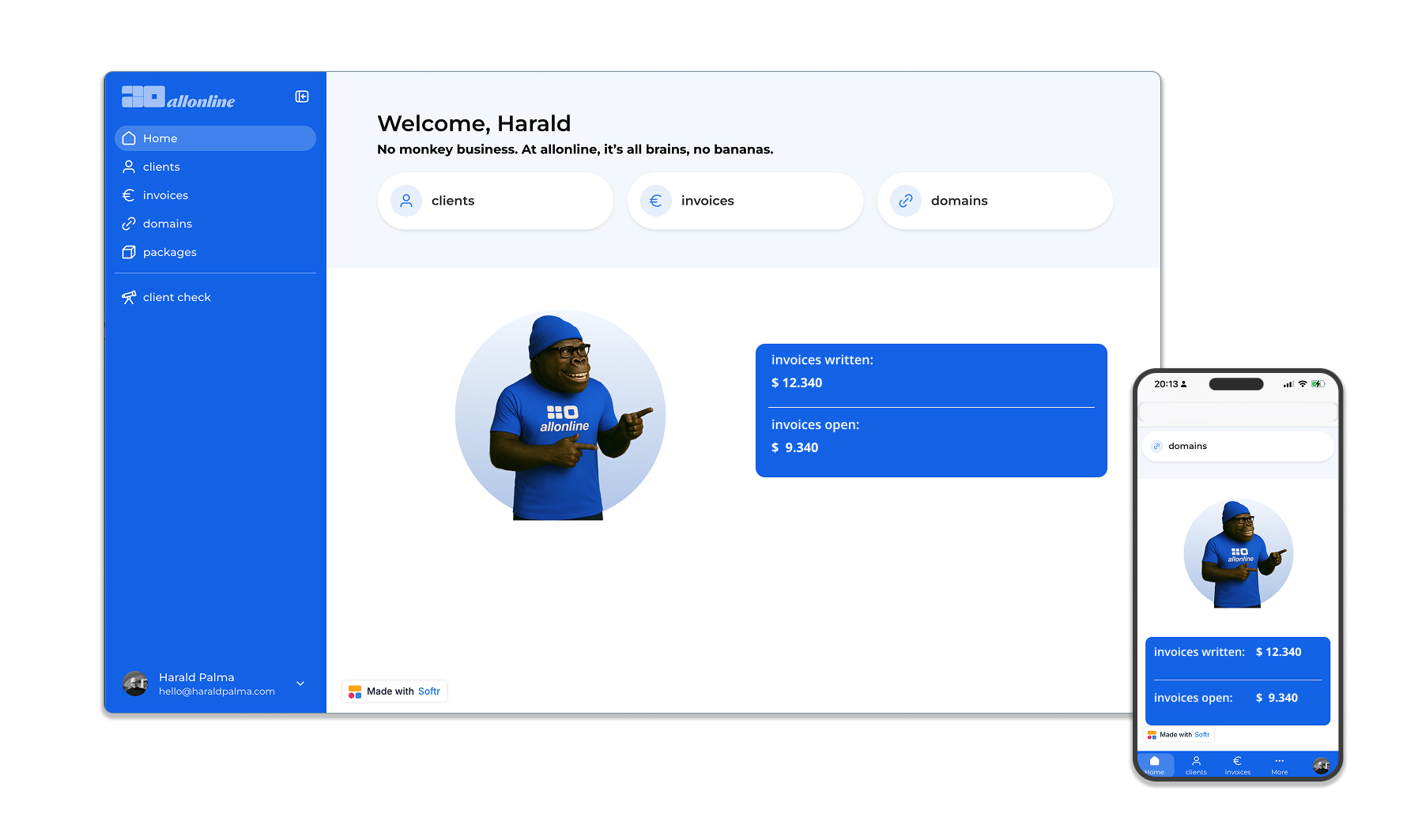 AllOnline Client Portal & Invoice Tracking System feature image