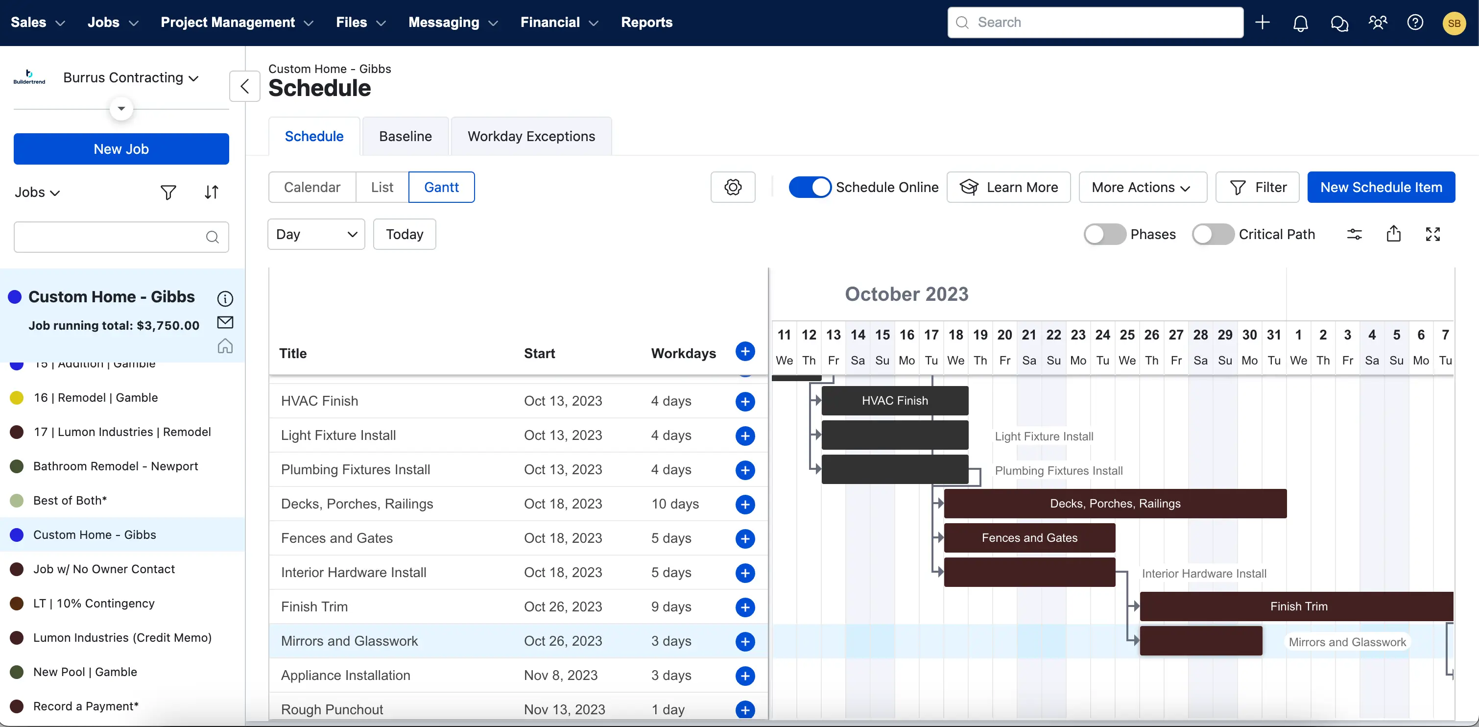 Buildertrend platform for construction CRM and project management. 