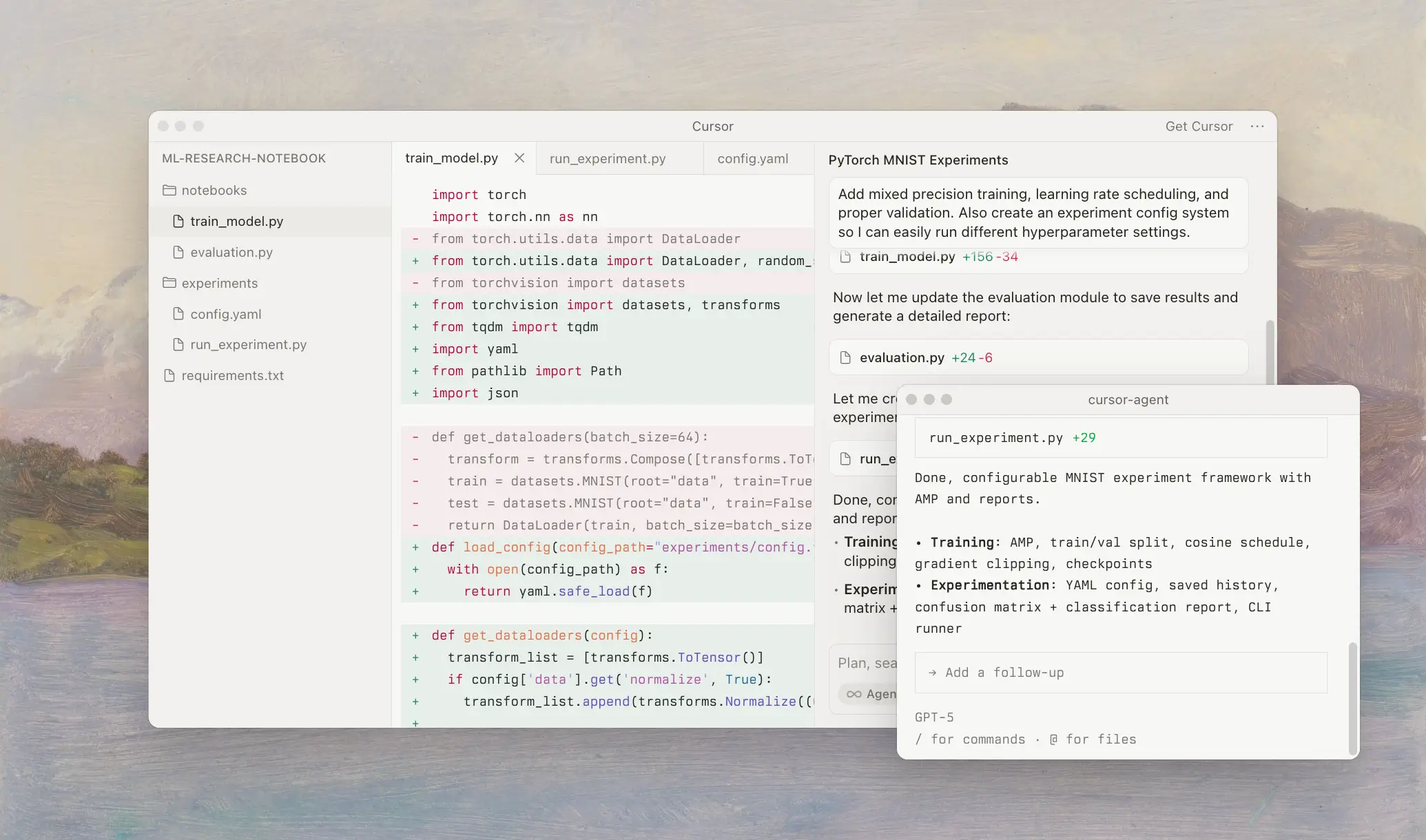 Cursor code editor interface.