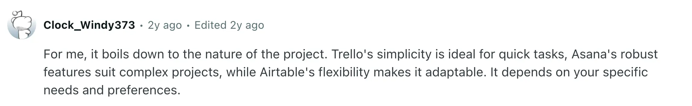 Airtable vs Asana on Reddit 1
