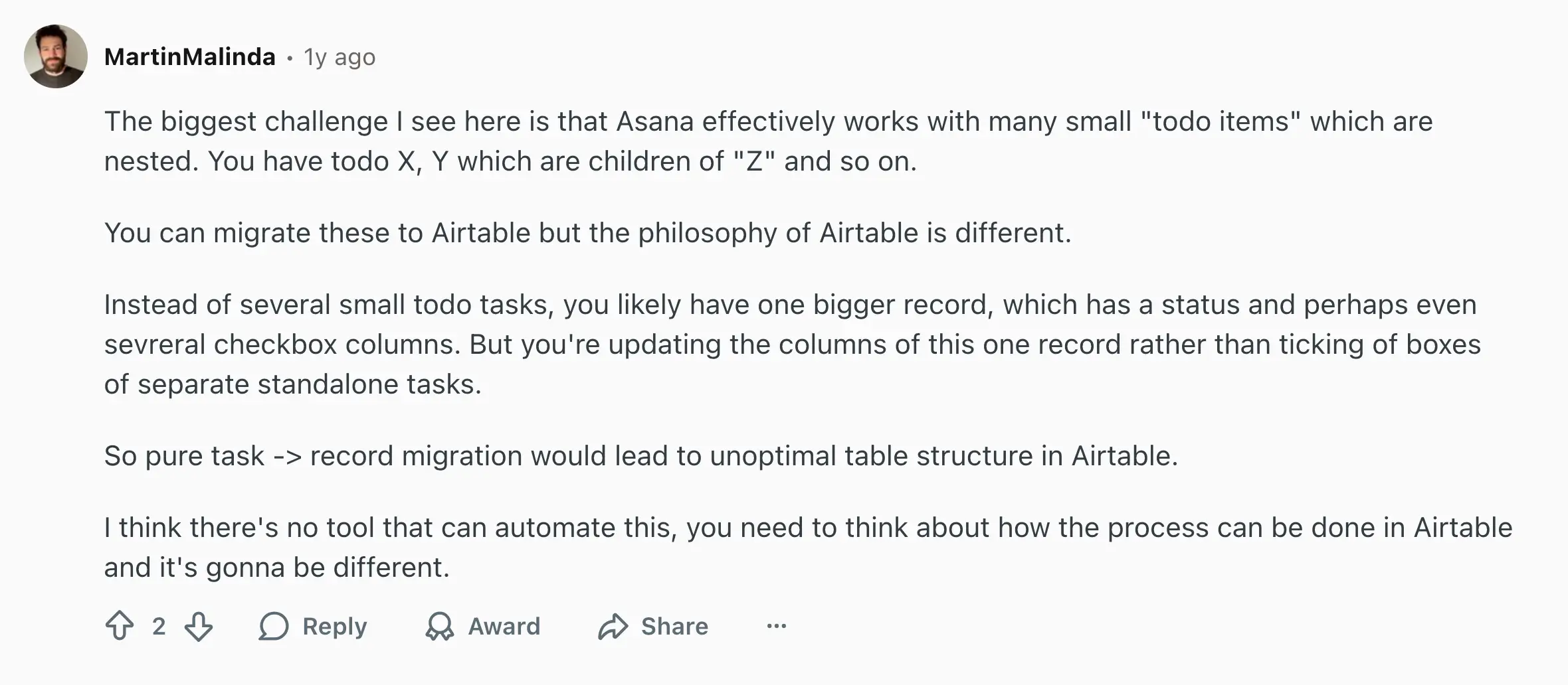 Airtable vs Asana on reddit 2