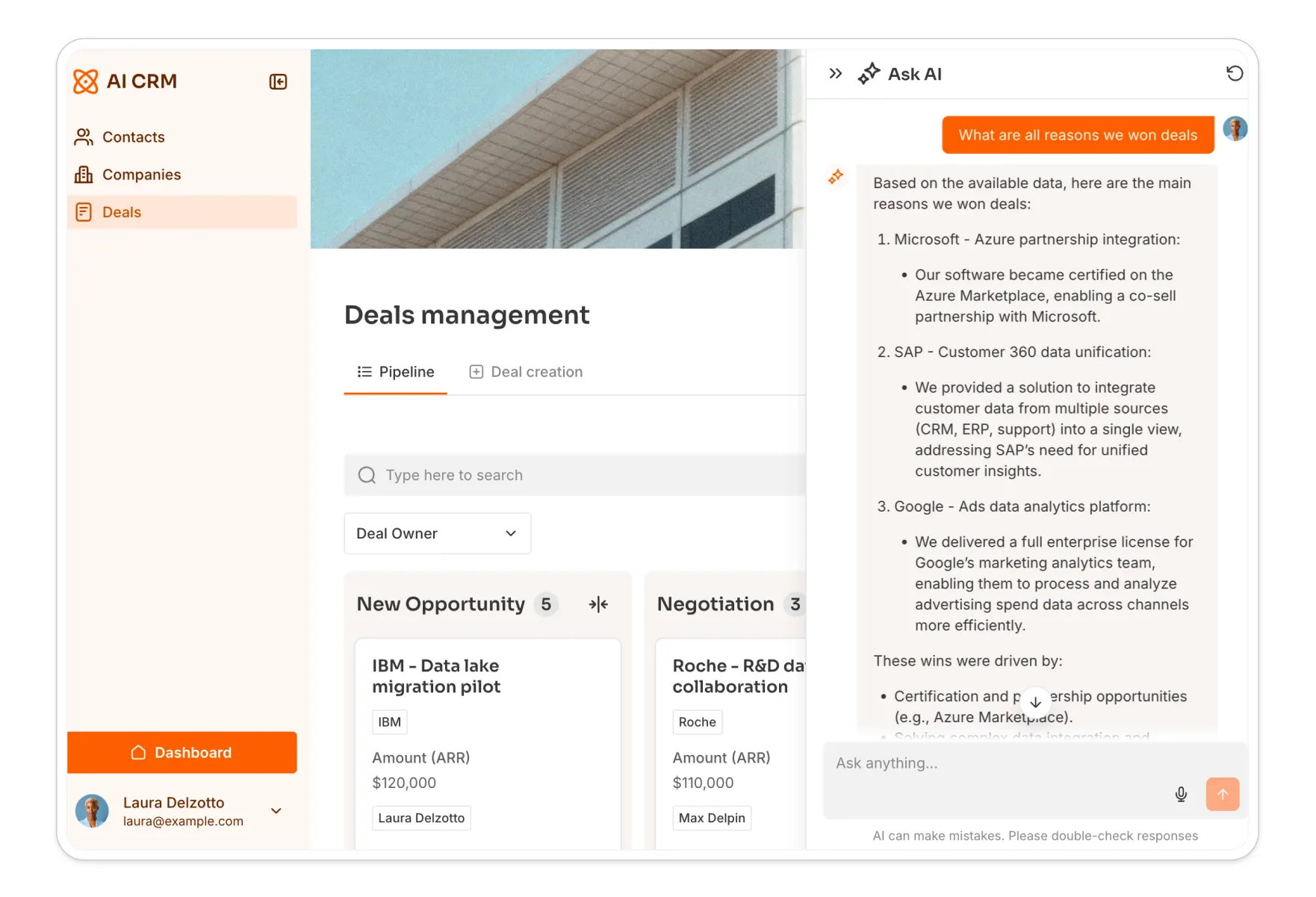 Ask AI for smart CRM insights
