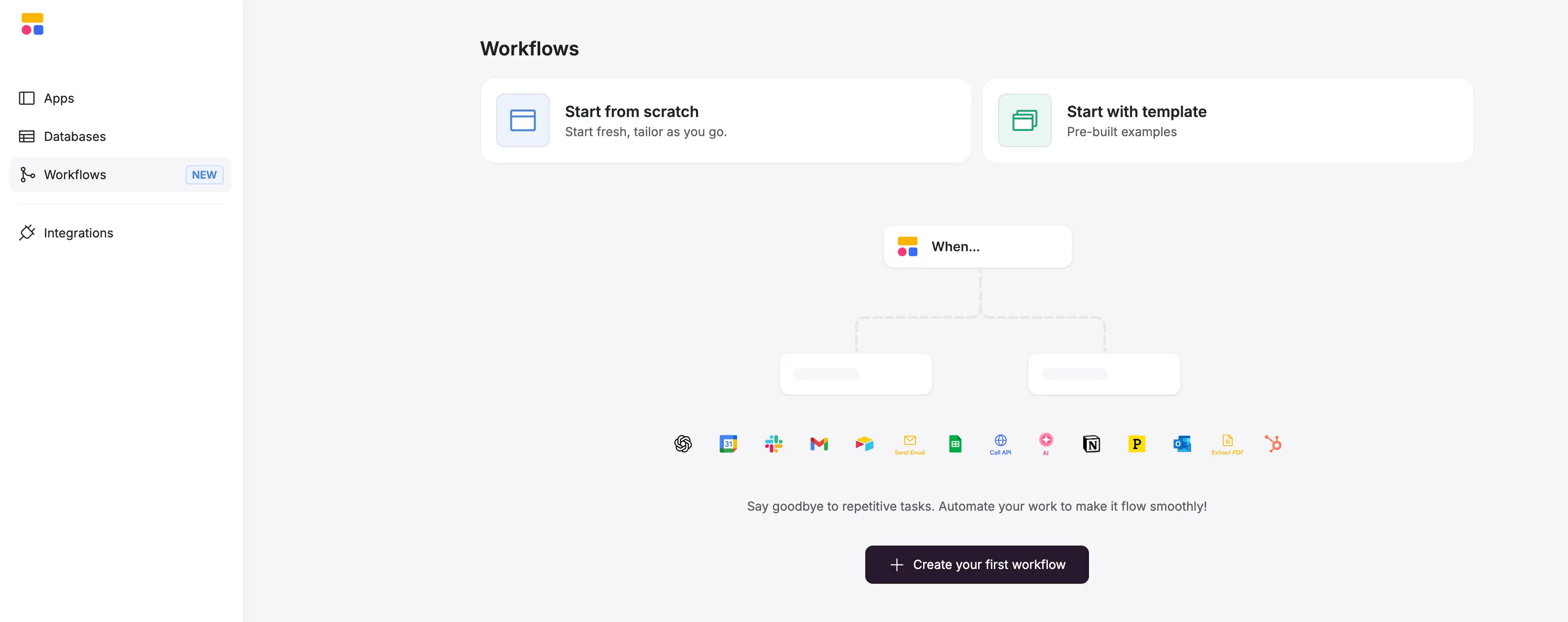 Softr Workflows user interface