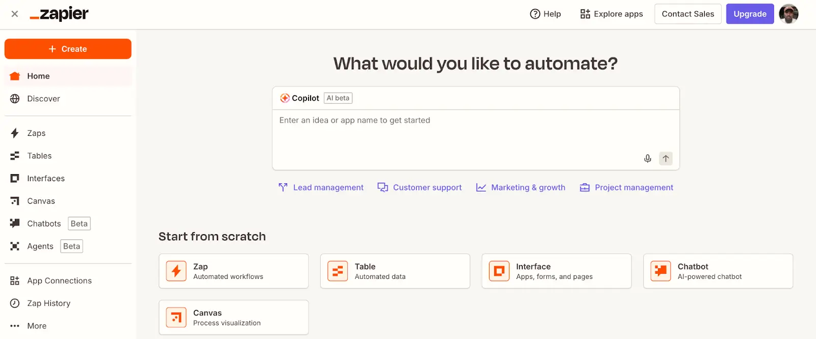 Zapier’s interface