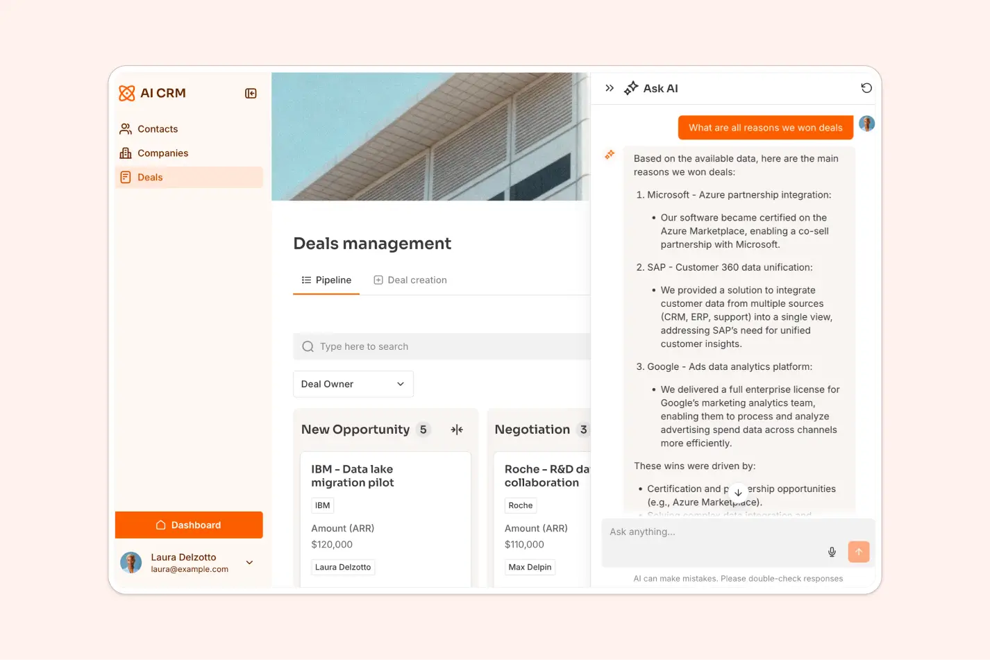 Softr's AI CRM template view