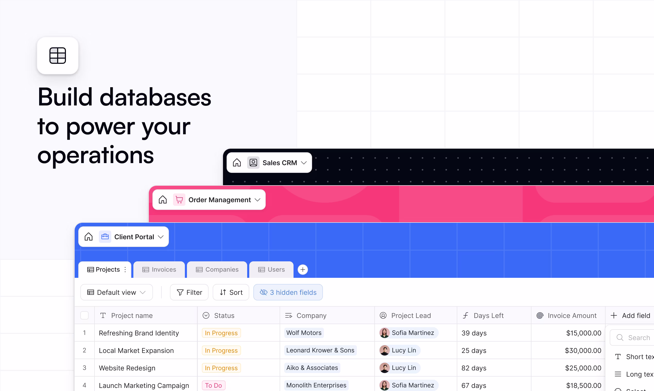 Use Softr Databases to structure the data of your business apps