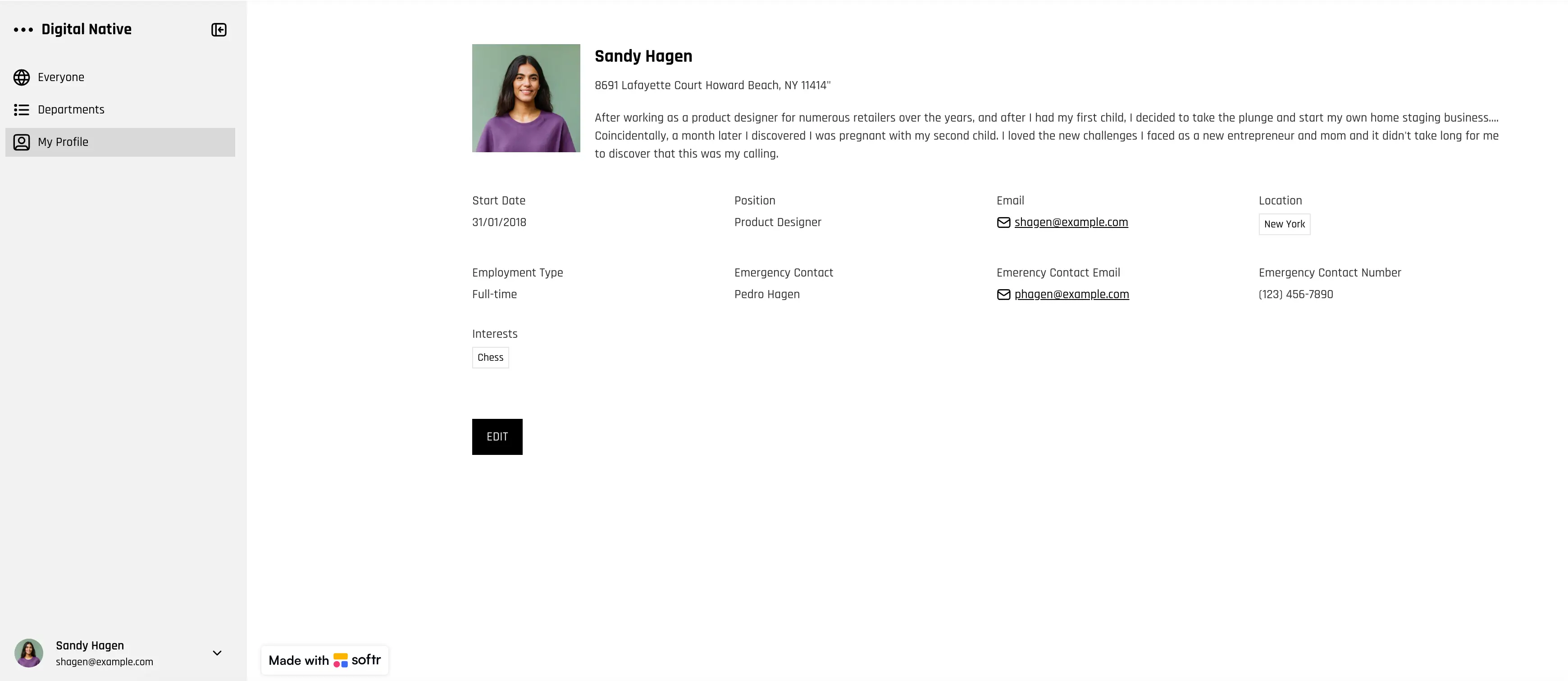 Softr's custom employee directory template