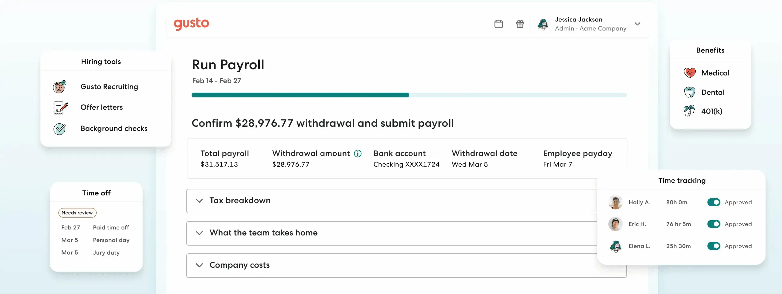 Gusto payroll and HR solutions