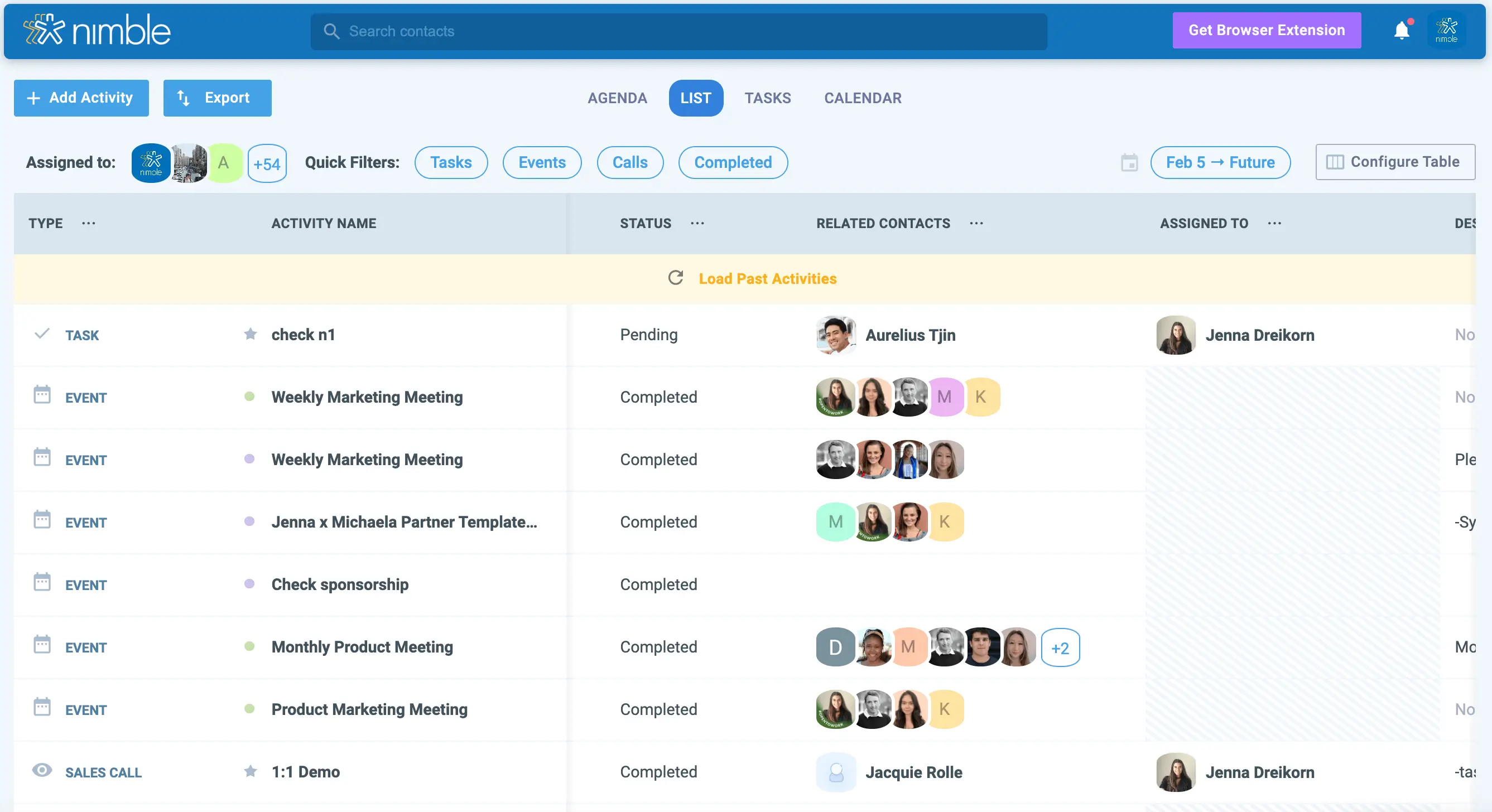 Screenshot of the Nimble interface
