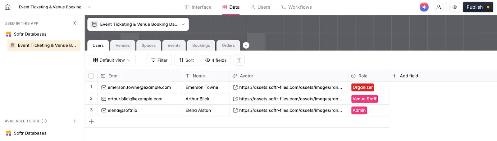 Softr dashboard from AI generation