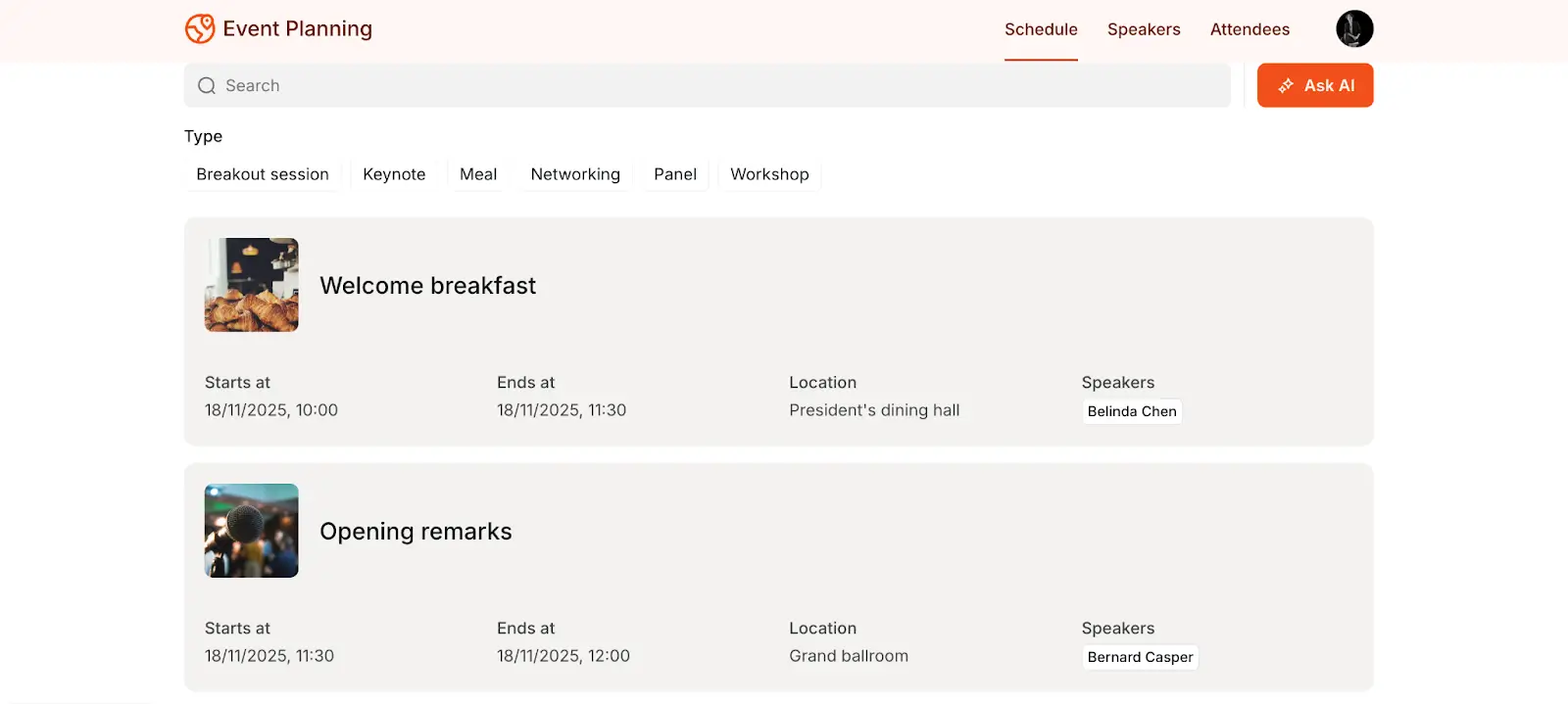 Softr event planning app