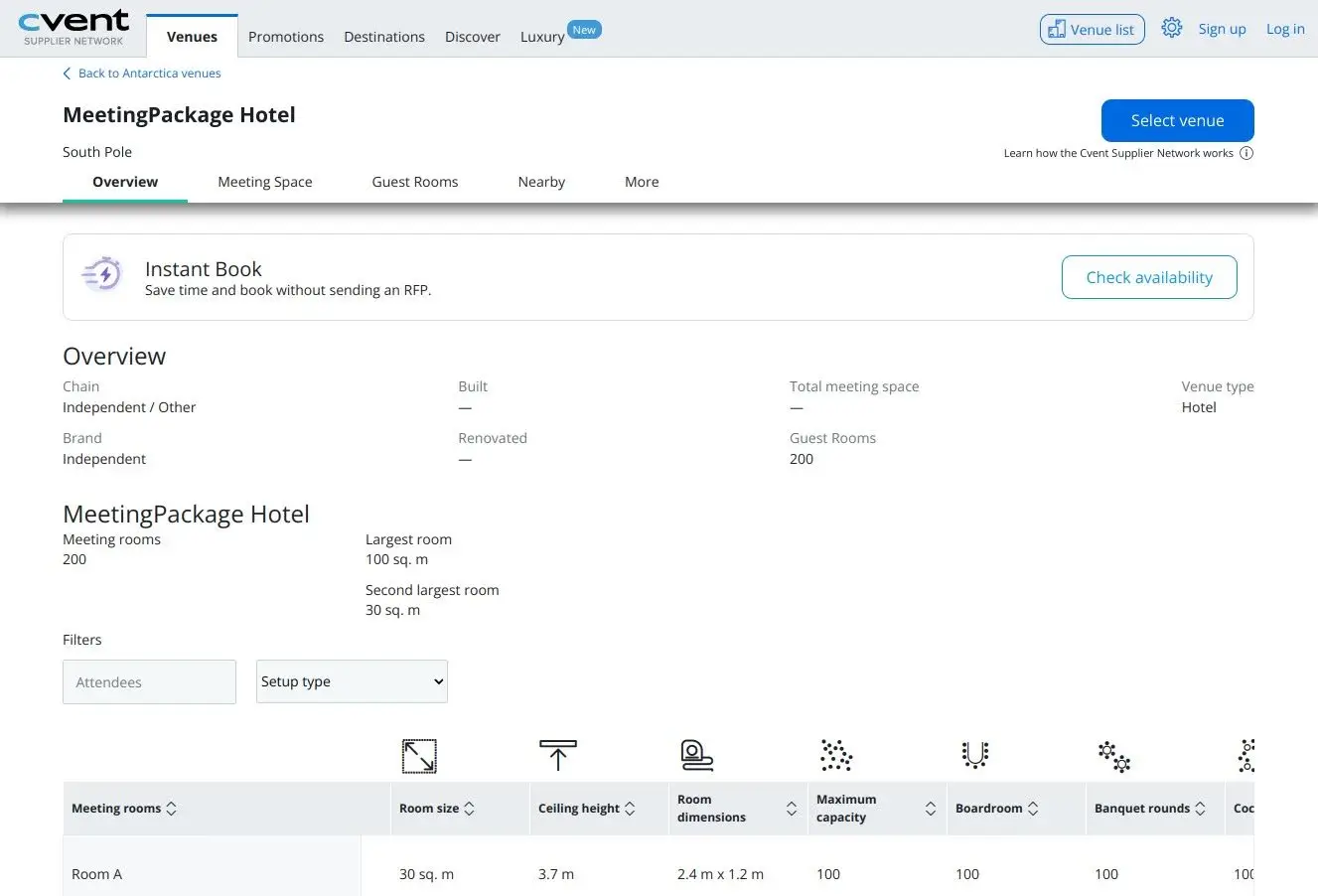 Cvent events booking details page