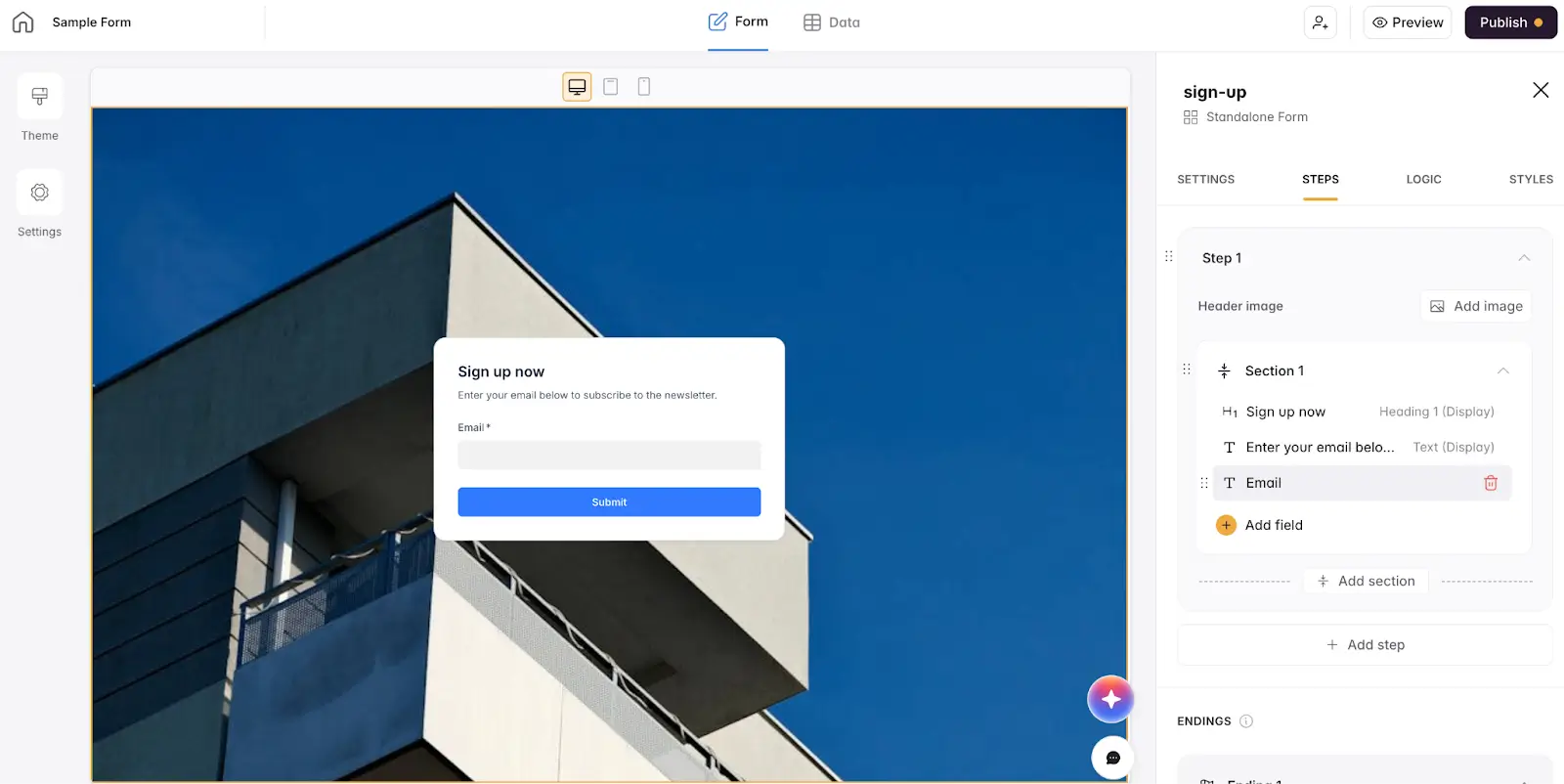 Softr Forms interface