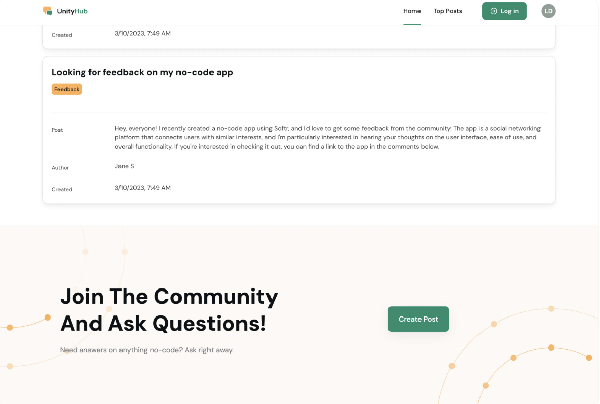 Softr's community engagement tools