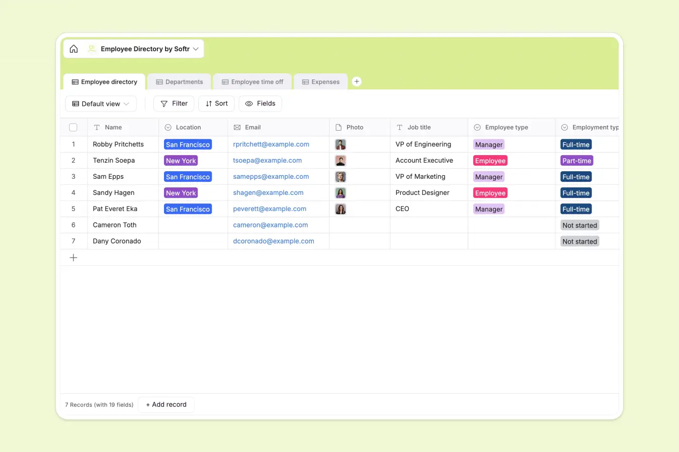 Softr databases template