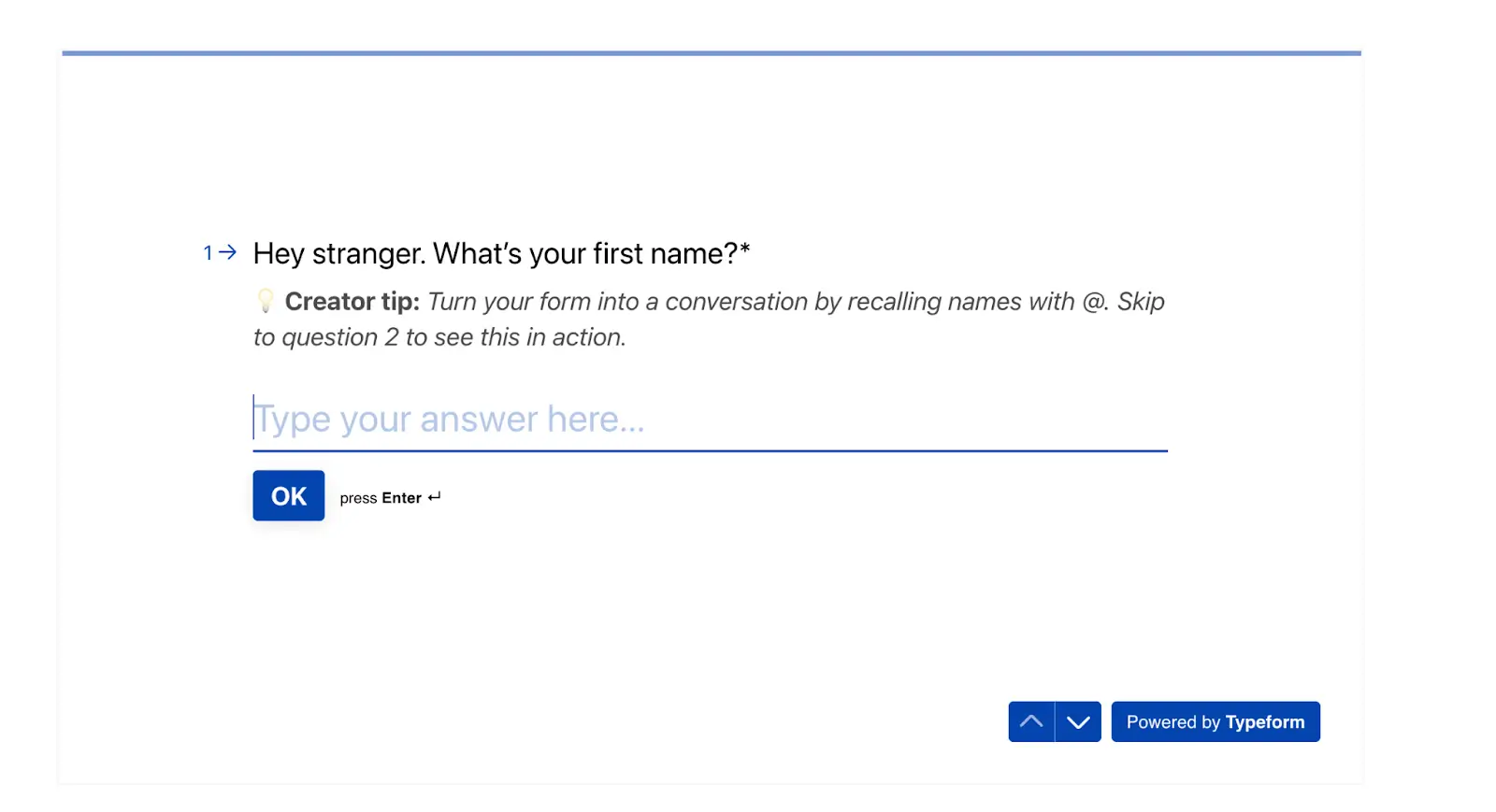 Typeform question and answer fields