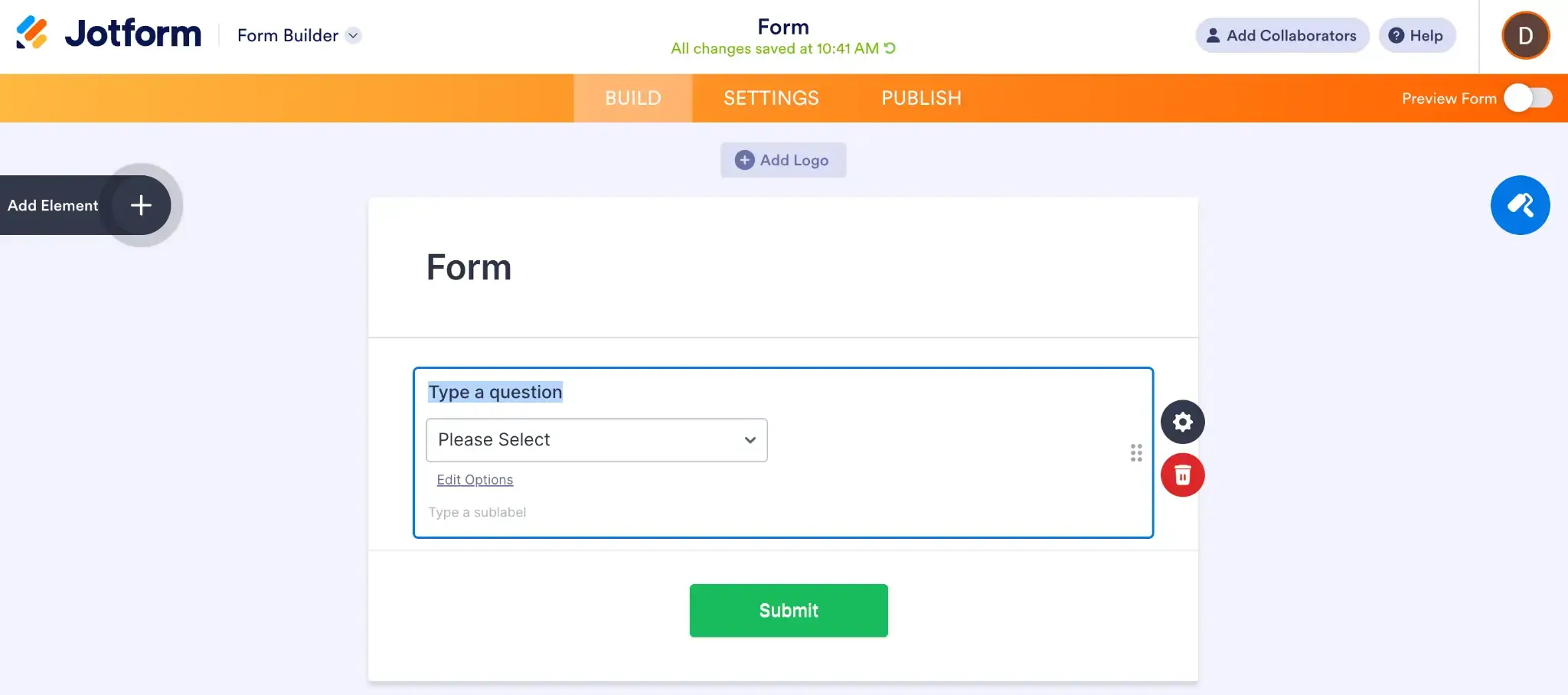 Jotform user interface