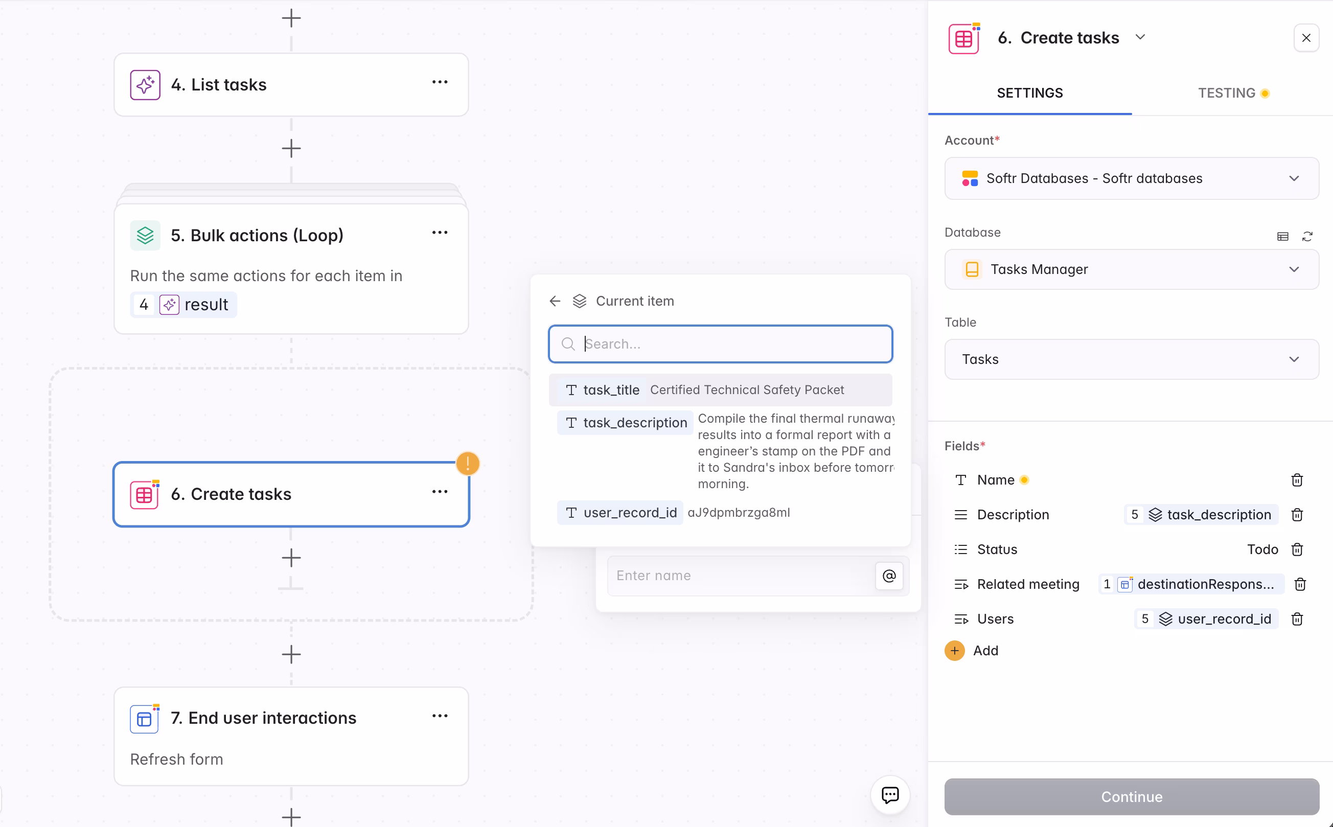 Mapping fields to bulk create Softr Database records