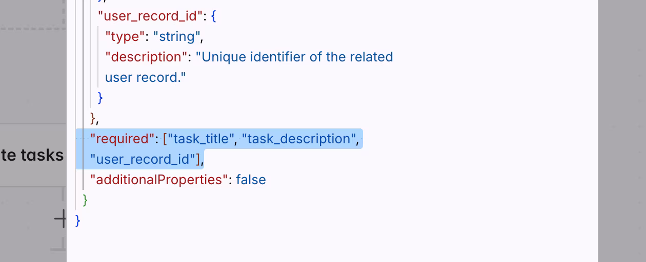 Using the required field in AI structured JSON output
