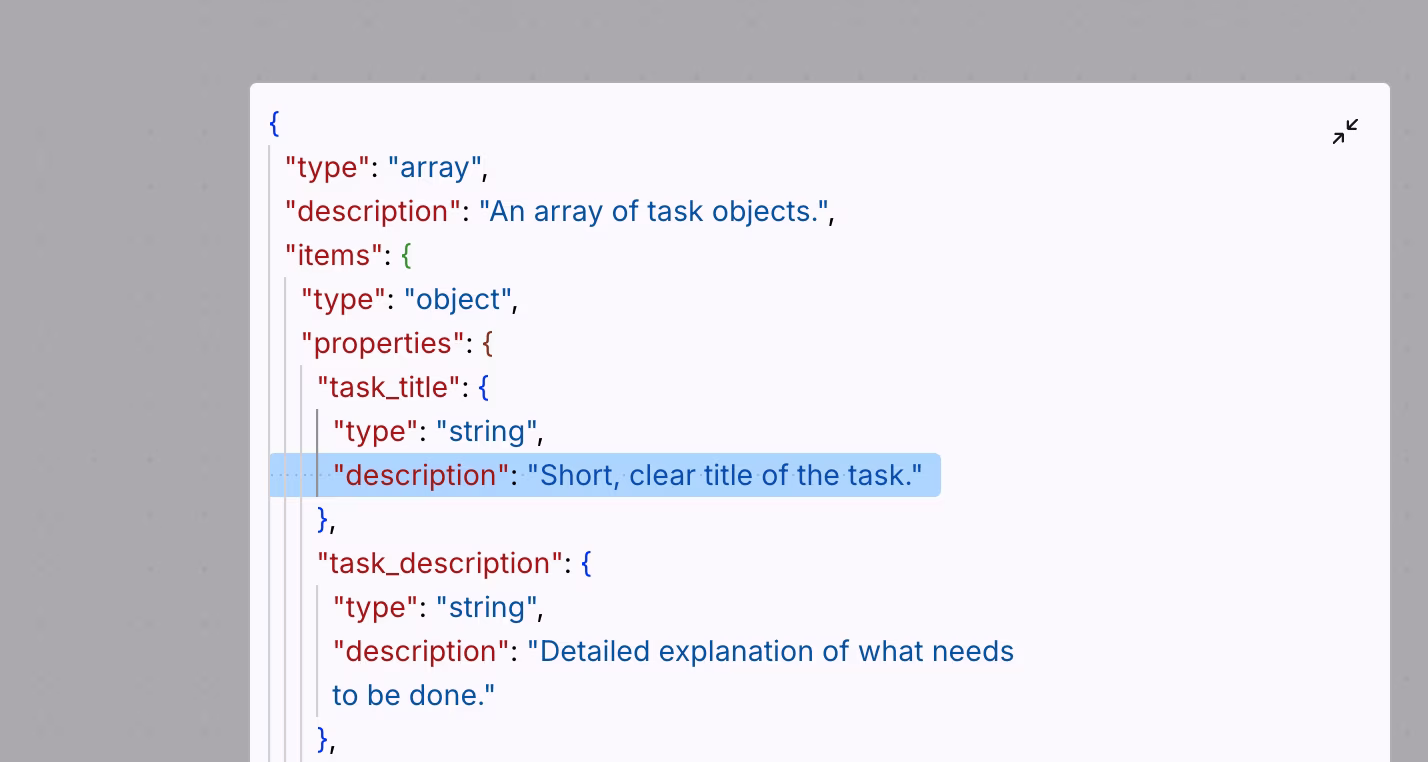 Adding a description to JSON schema fields for better control
