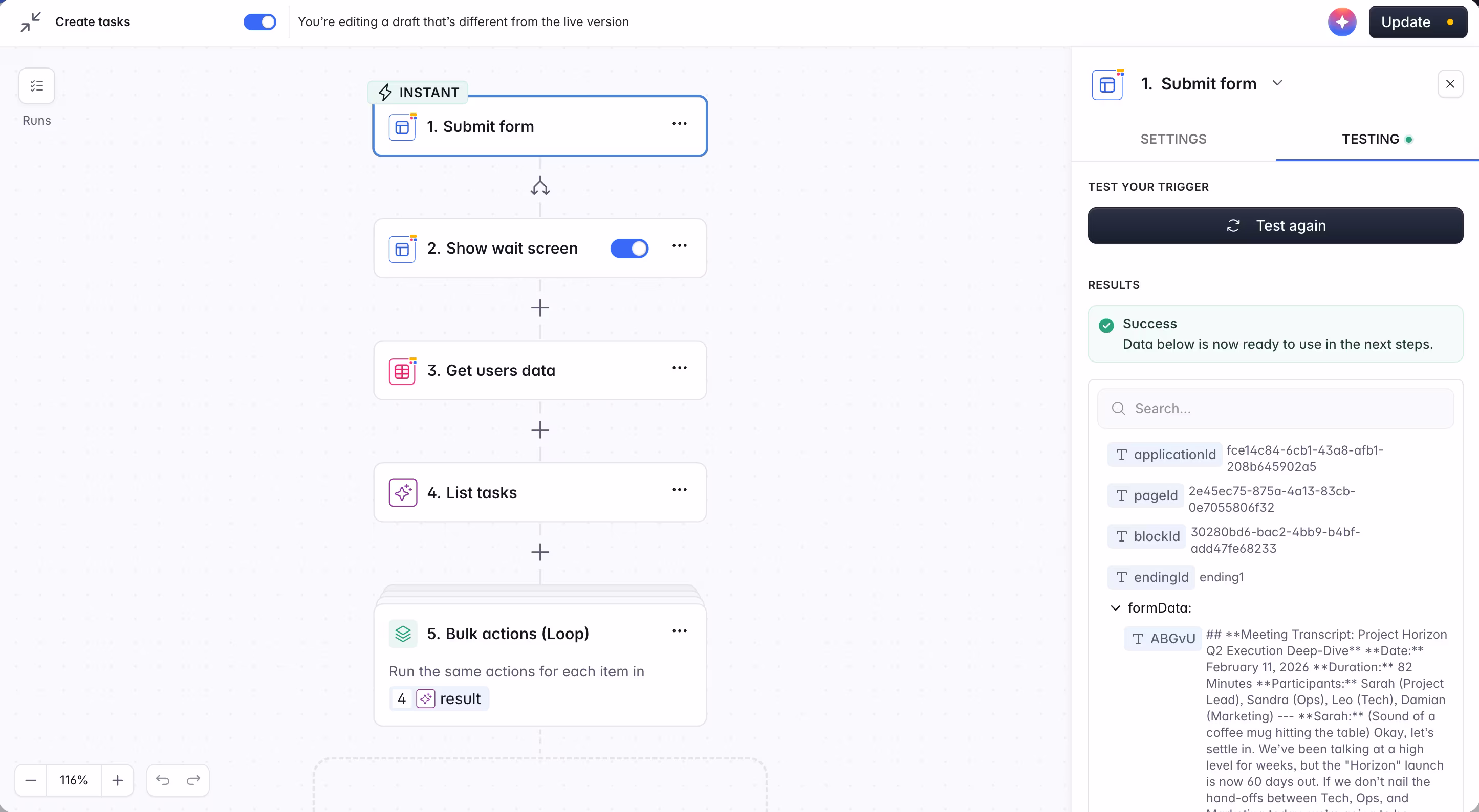 Testing the Softr Workflow trigger as form trigger