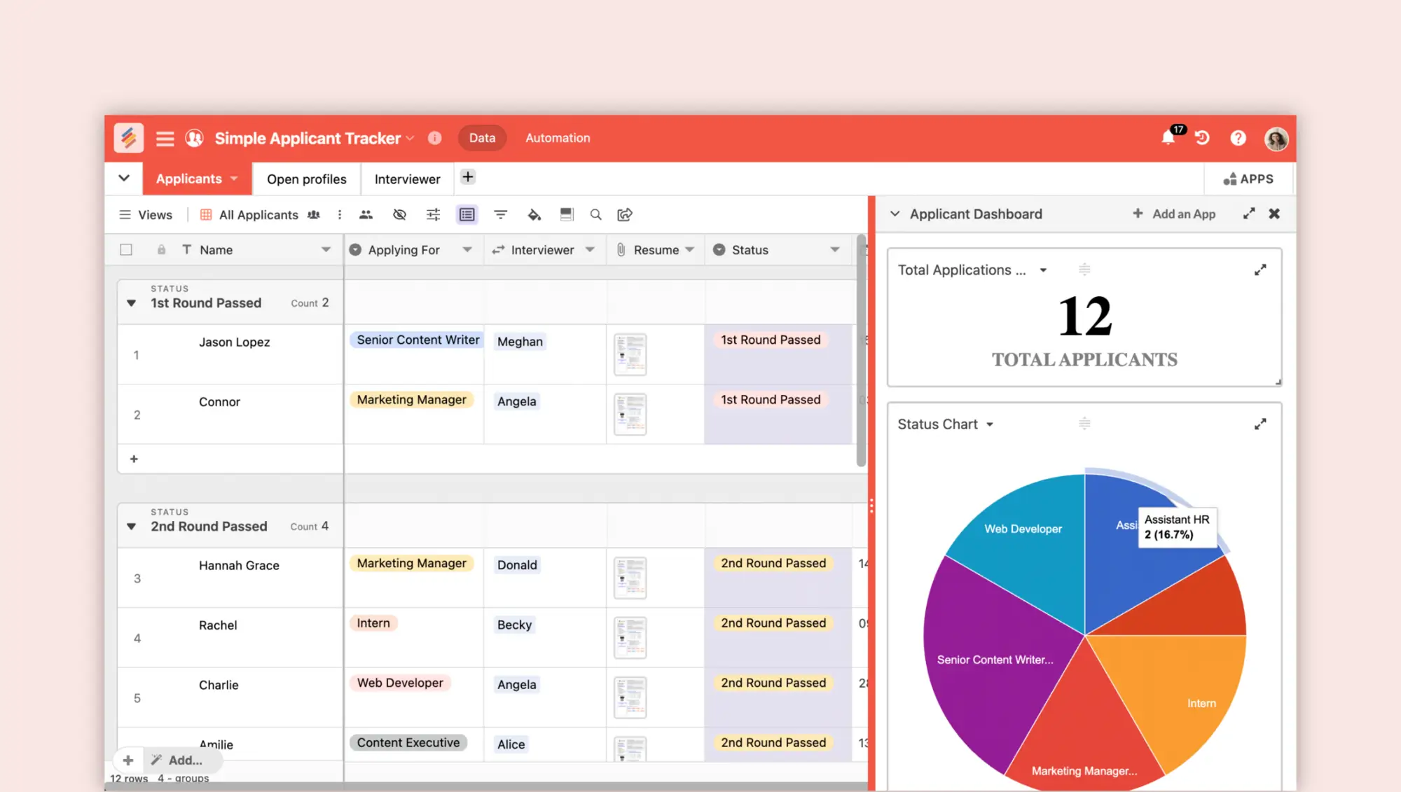 Stackby user interface