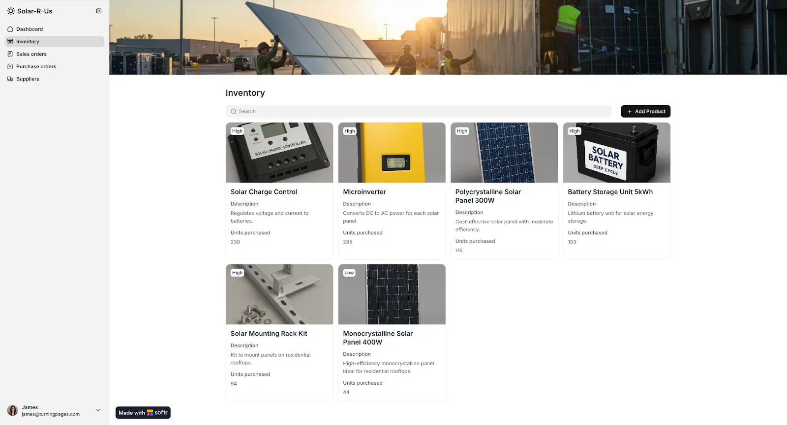 Softr inventory management template