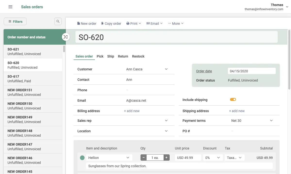 inFlow user interfa e