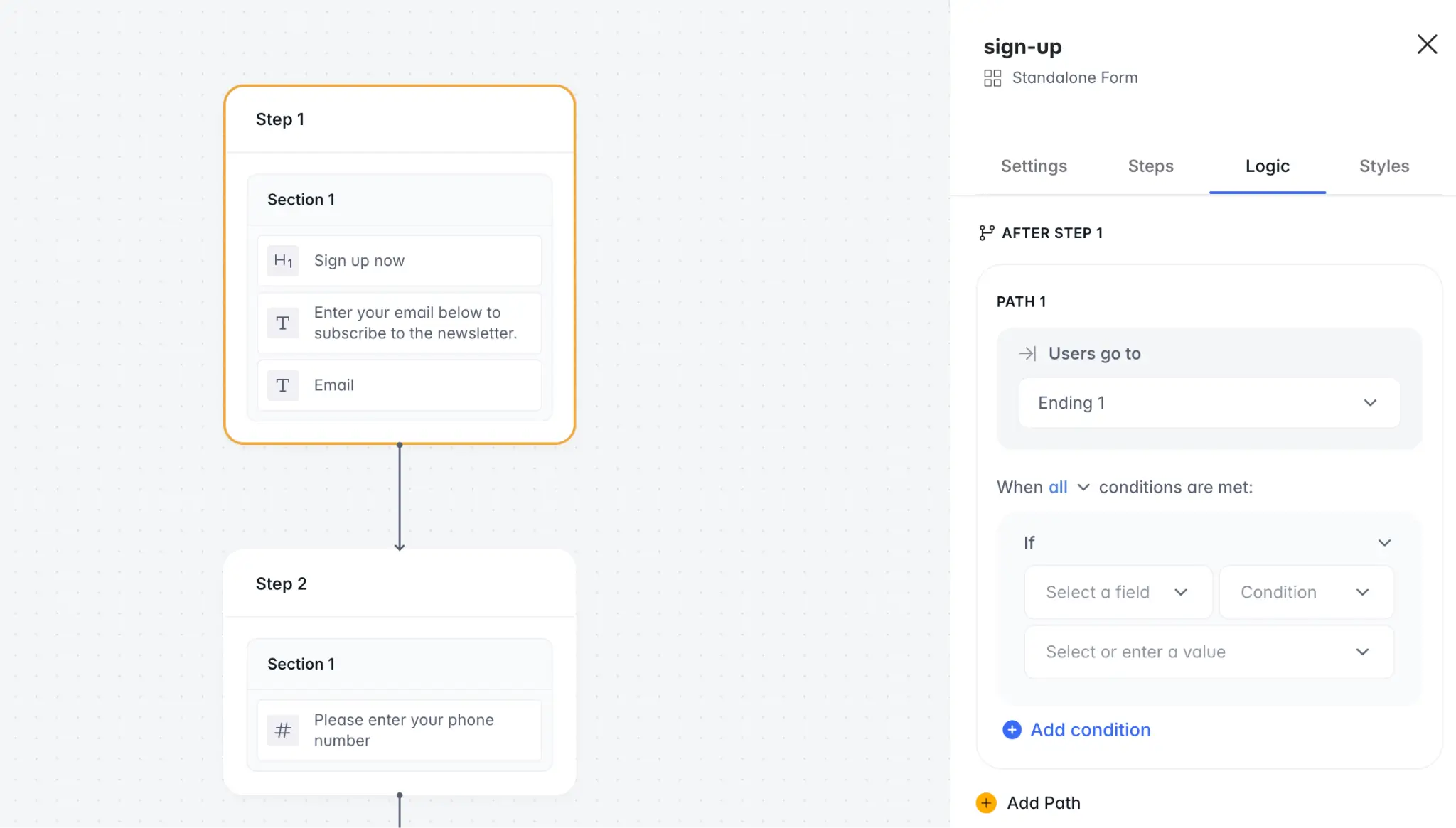 Softr Forms conditional logic