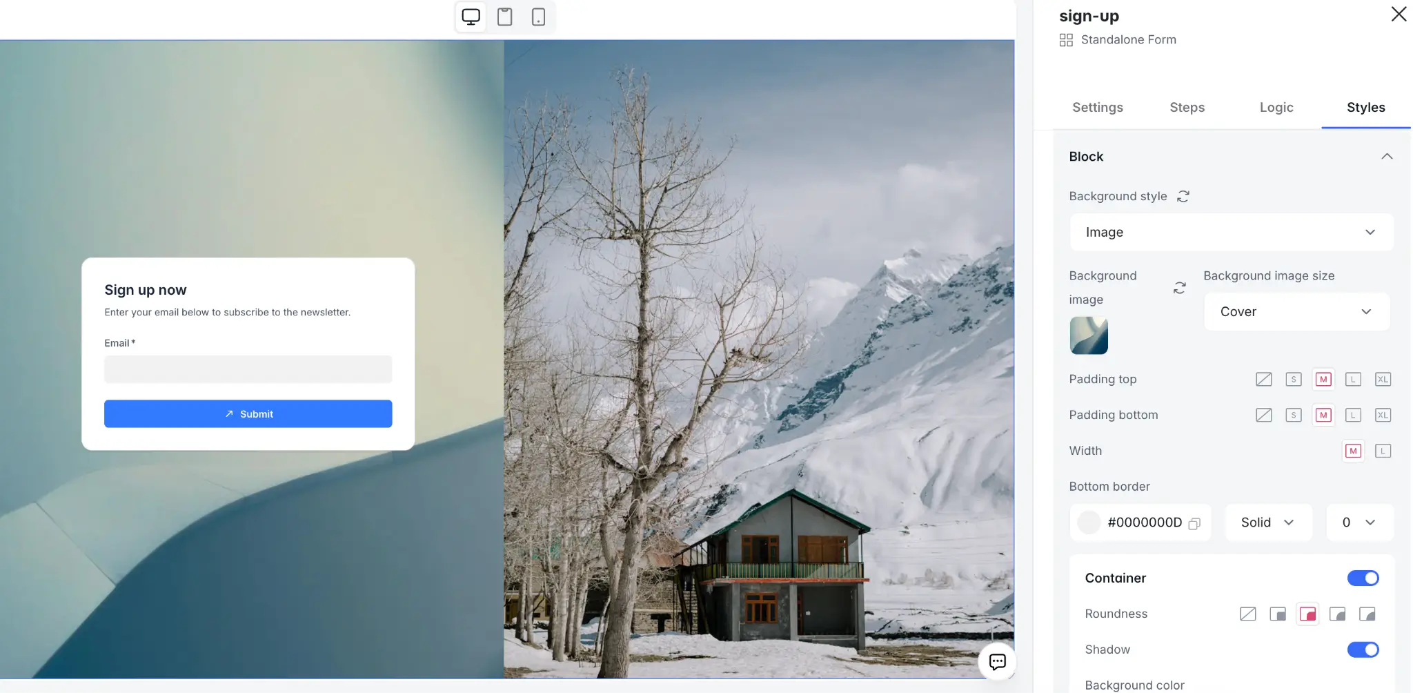 Softr Forms styling options