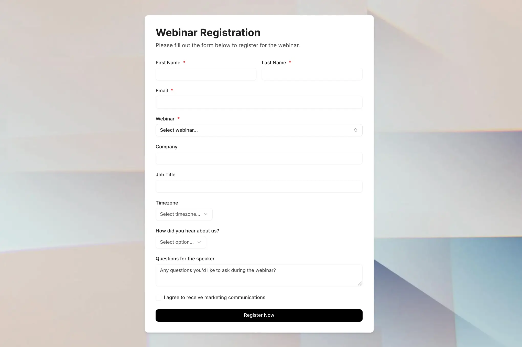 Softr webinar registration form