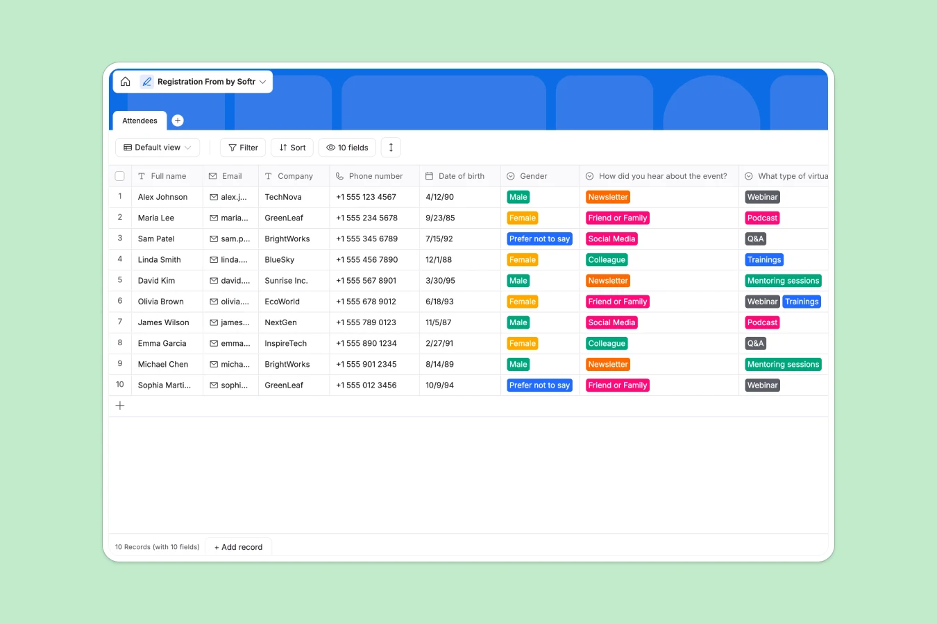 registration database