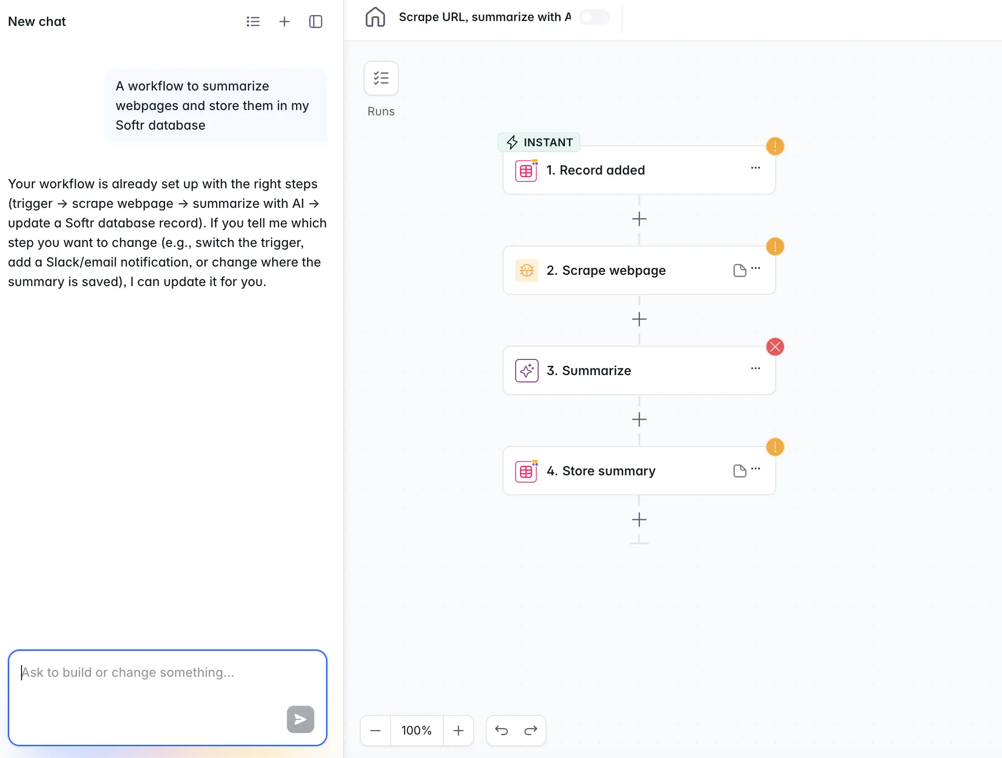 Softr AI and workflows working together