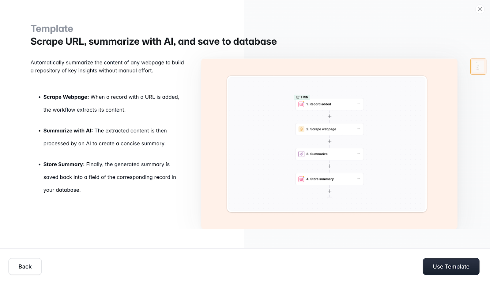 Softr template of a workflow