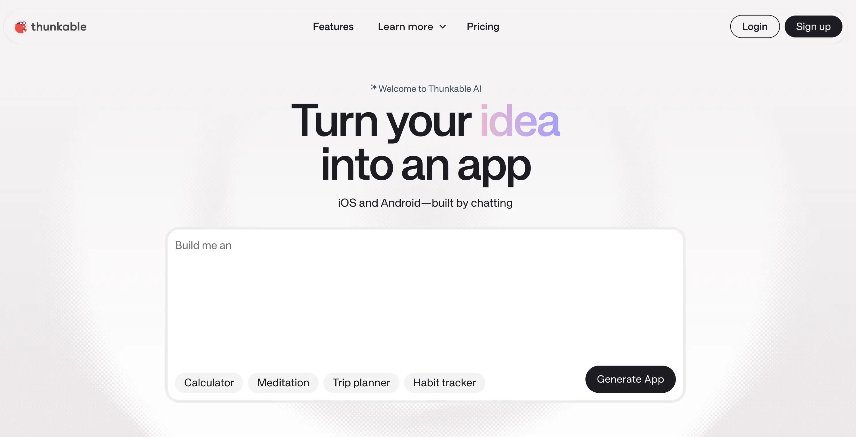 Thunkable website prompt description