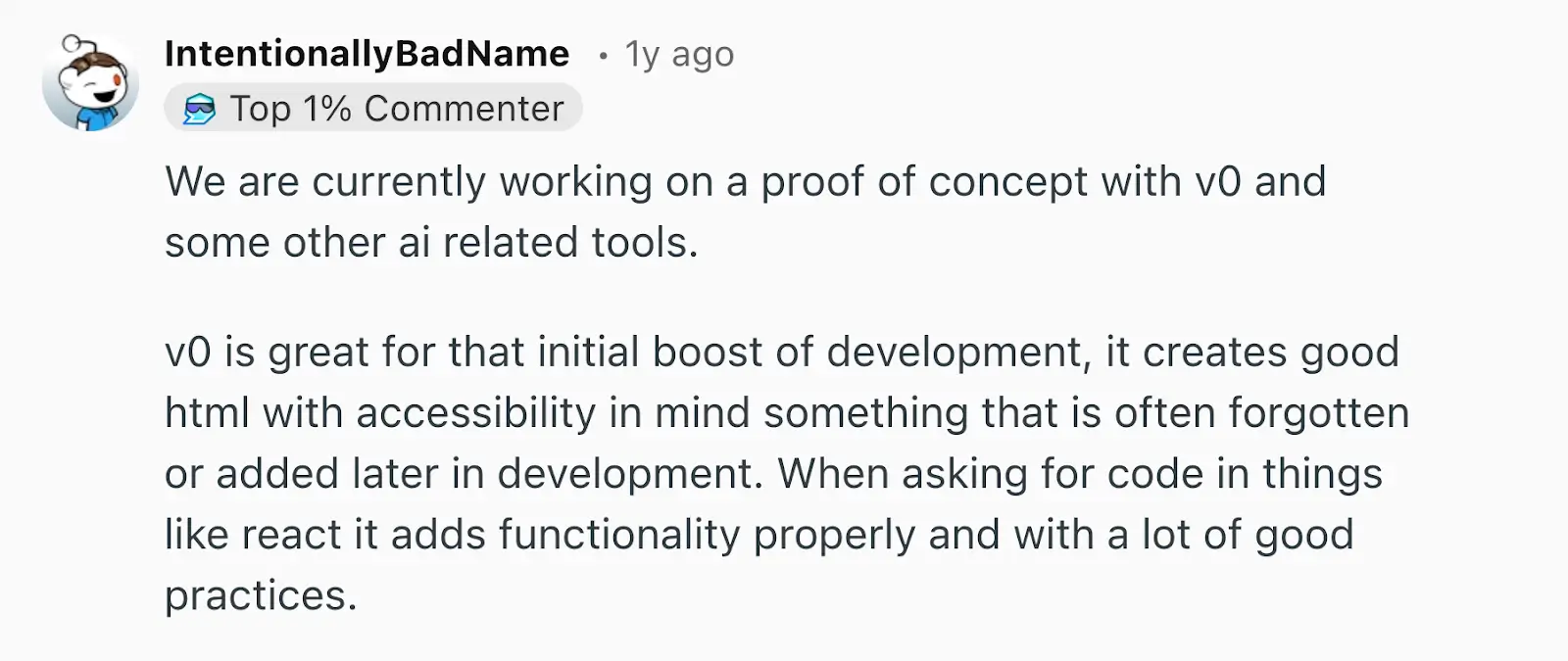v0 review from Reddit user