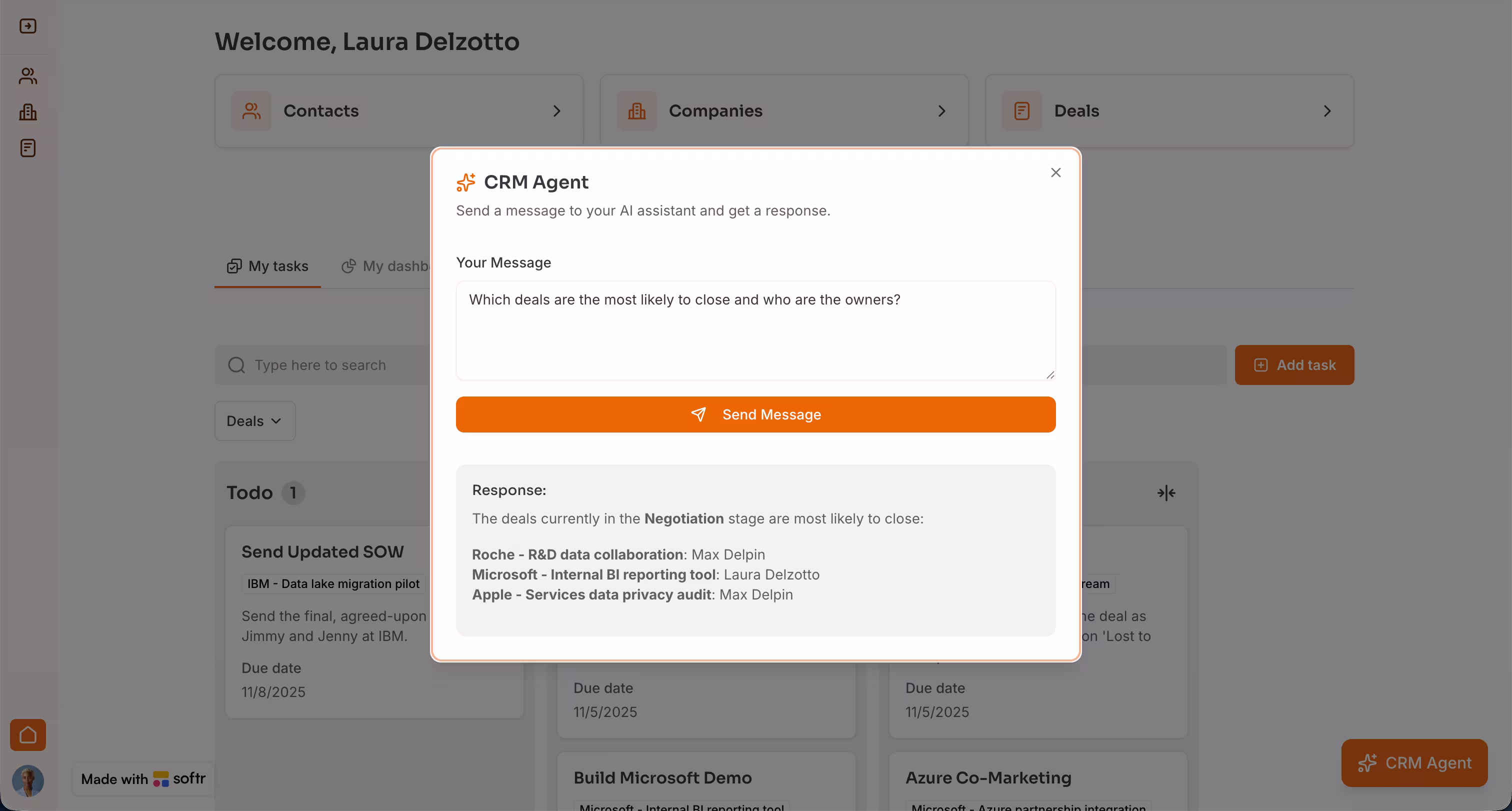 AI insights widget for CRM