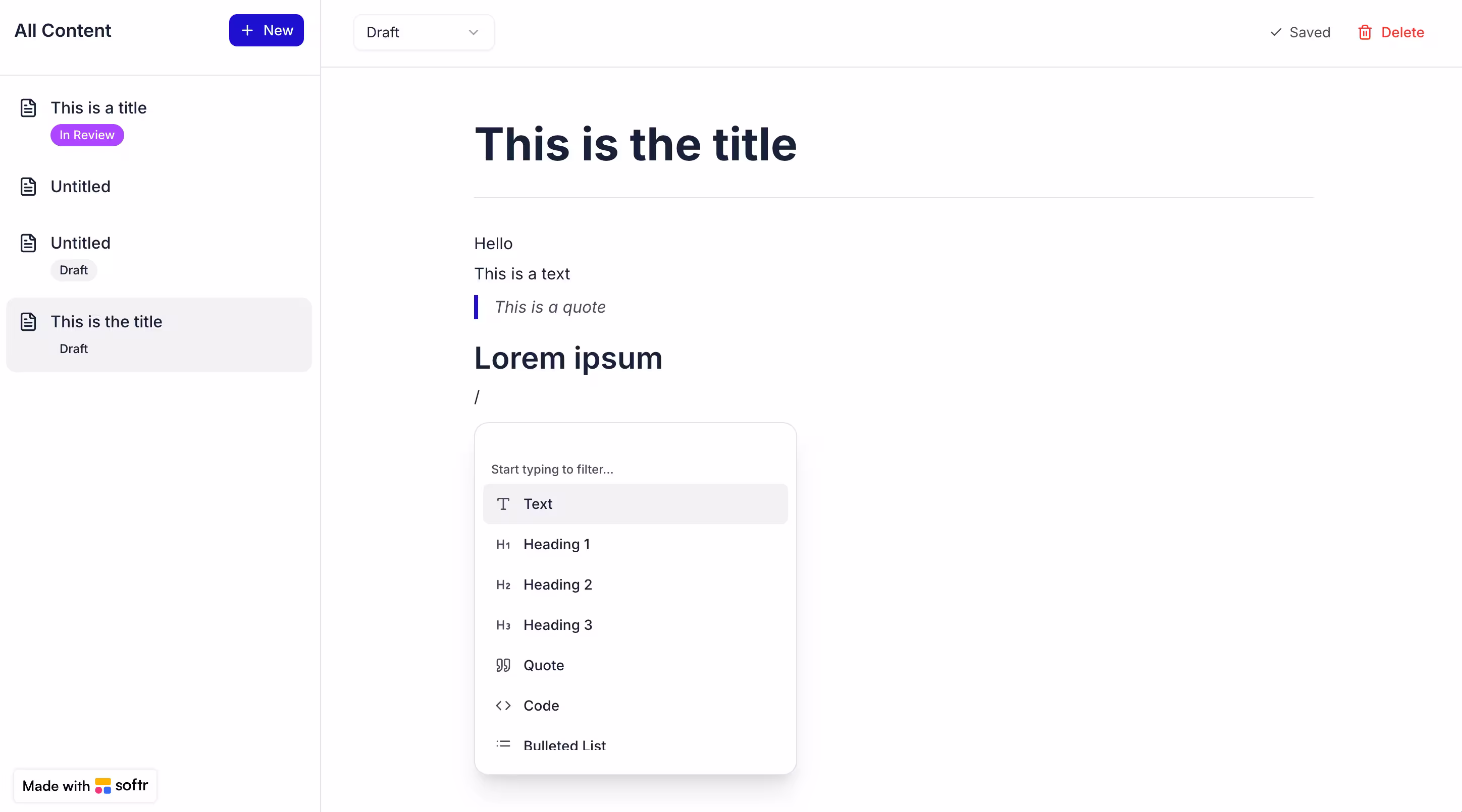 Advanced rich text editor, vibe-coded with Softr