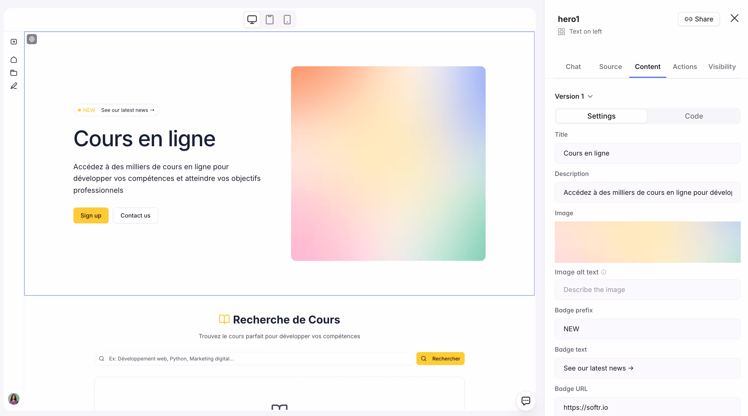 Editable settings for vibe-coding blocks