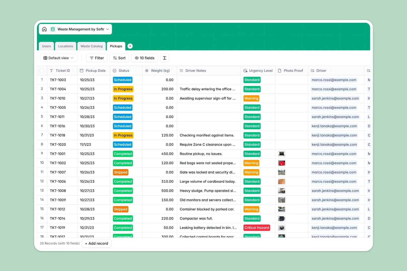 waste management database