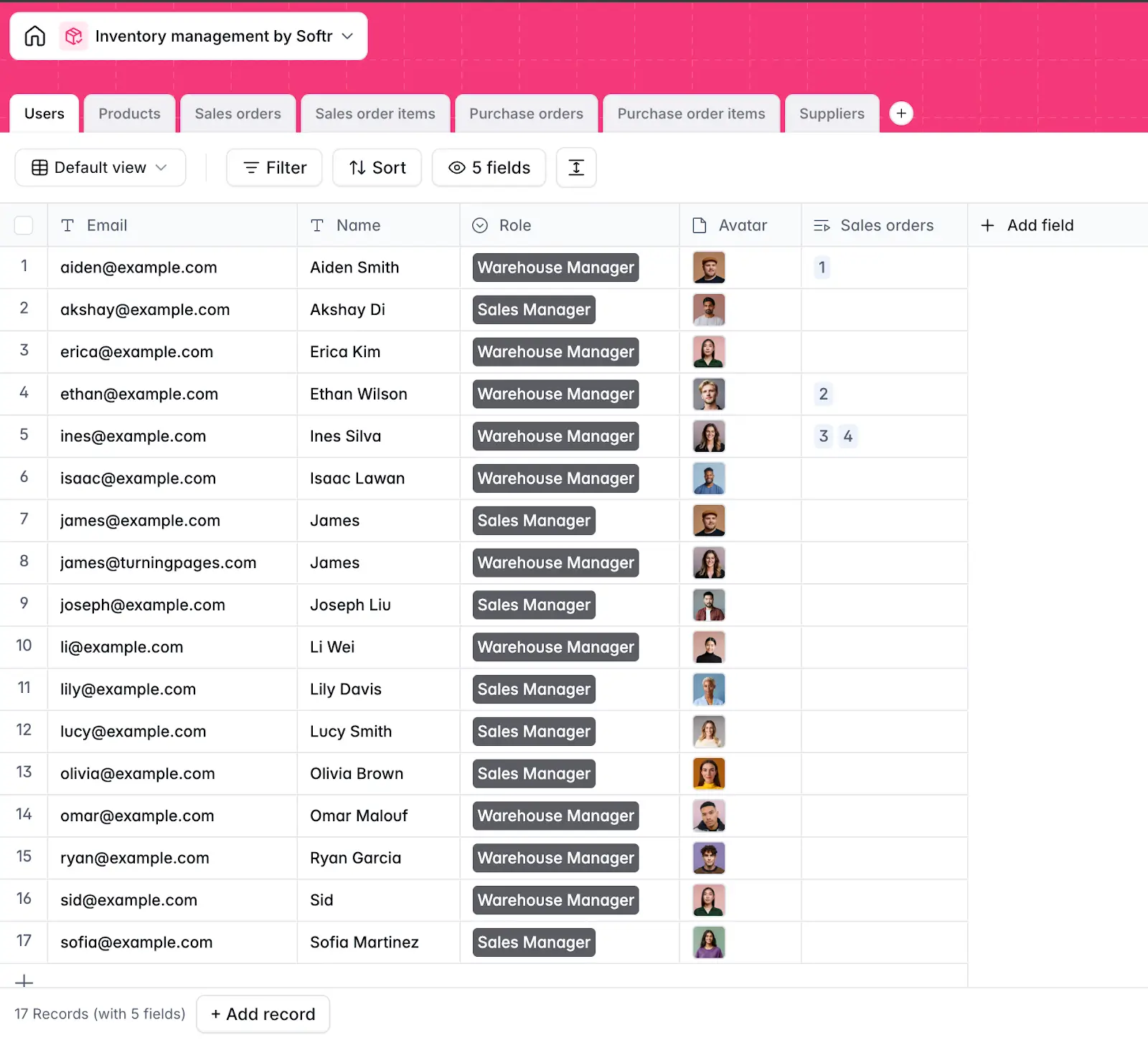 Softr inventory management system