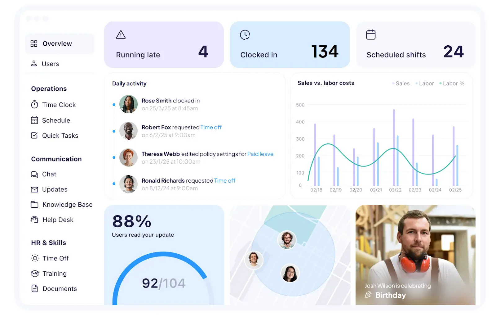 Connecteam intranet dashboard sample