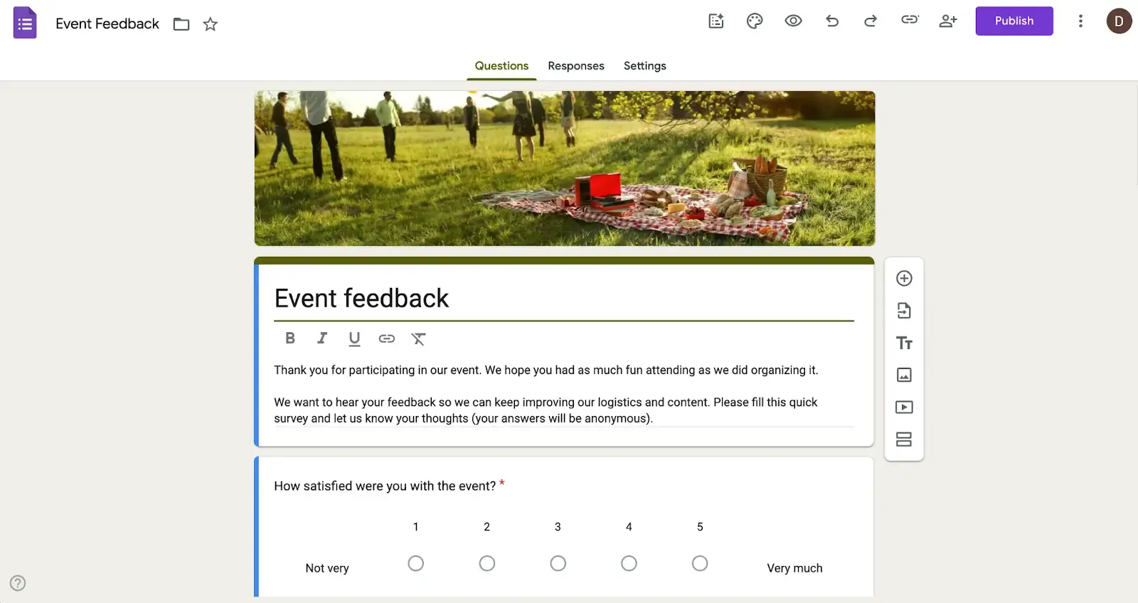 Google Forms interface